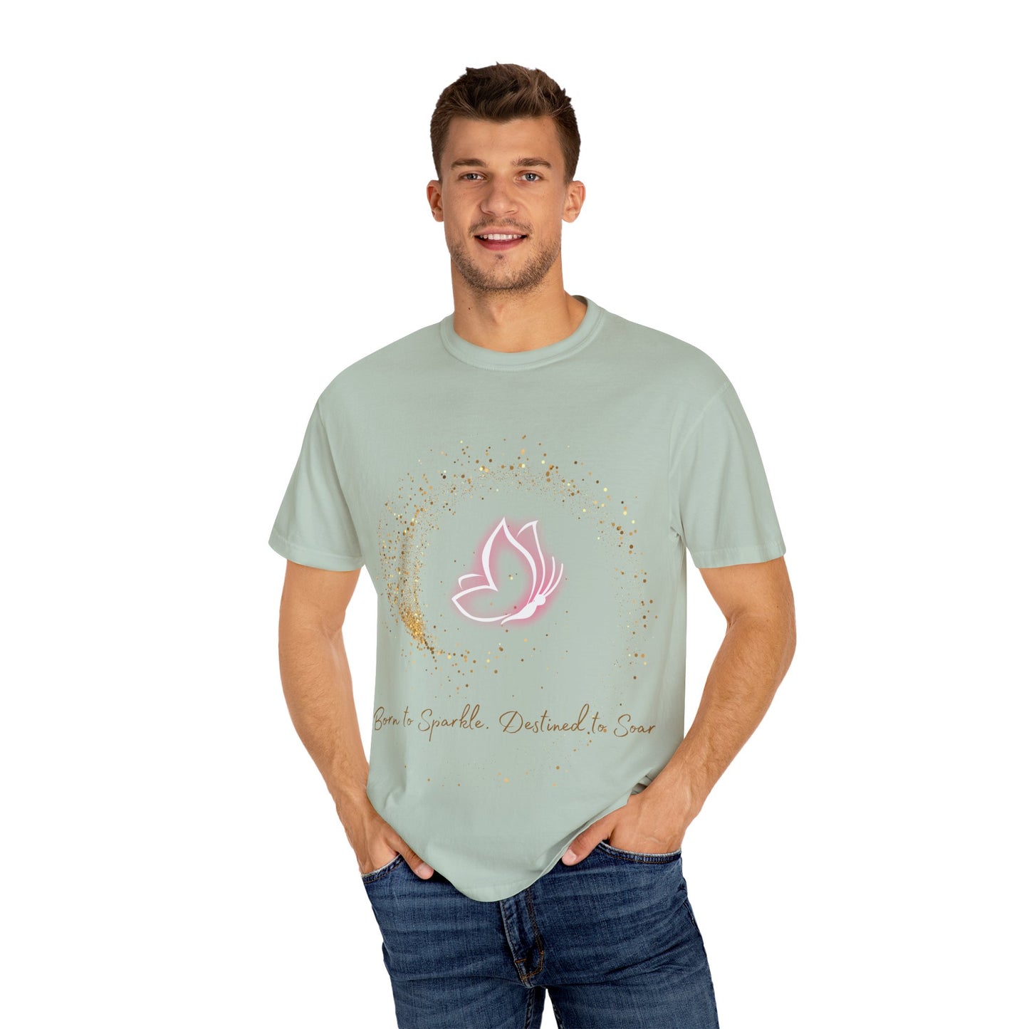 Inspirational Butterfly T-Shirt – Born to Sparkle Destined to Soar – Motivational Mint Tee