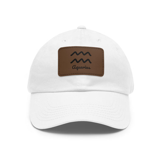 Custom Aquarius Dad Hat with Leather Patch