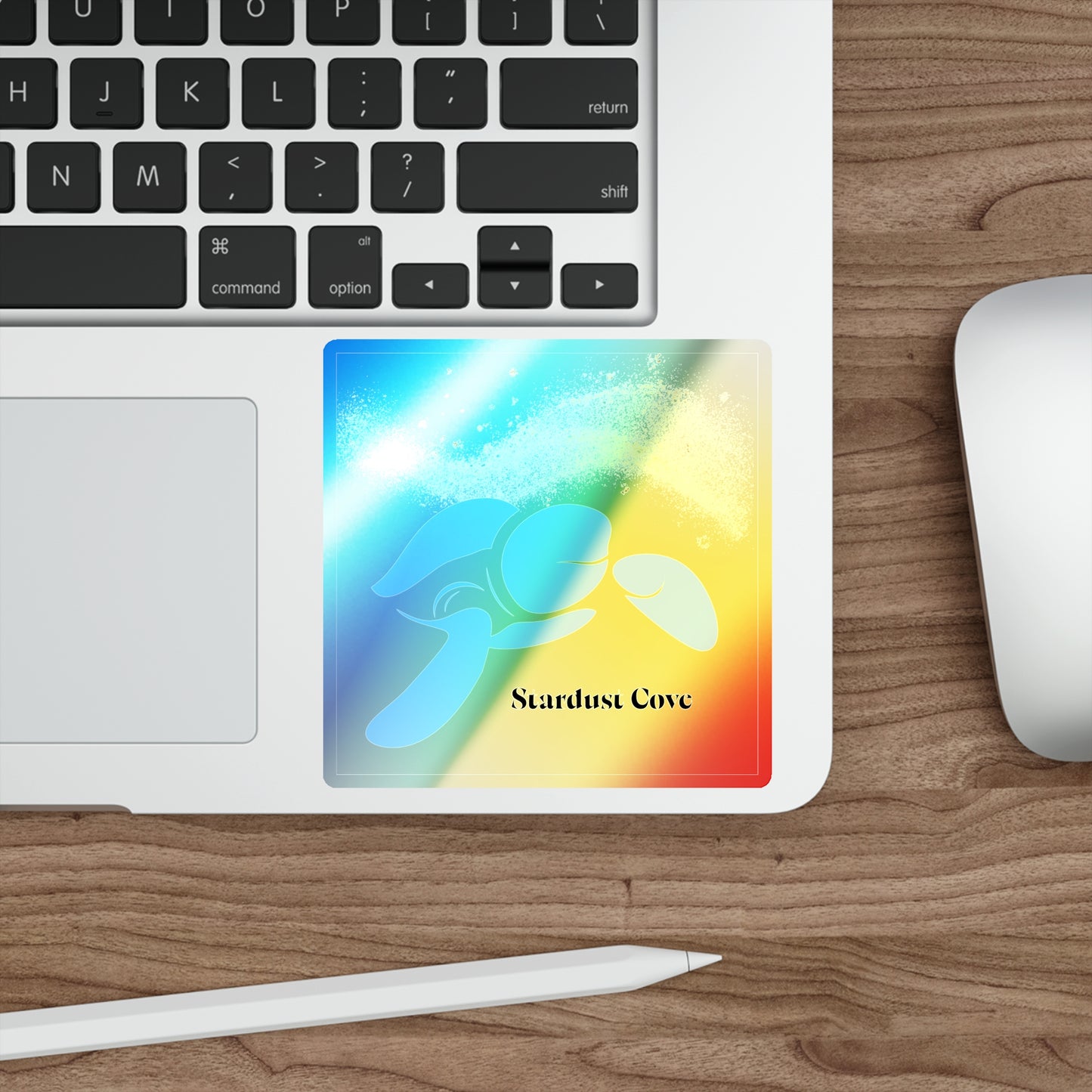 Holographic Sea Turtle Sticker – Stardust Cove Ocean-Inspired Vinyl Decal