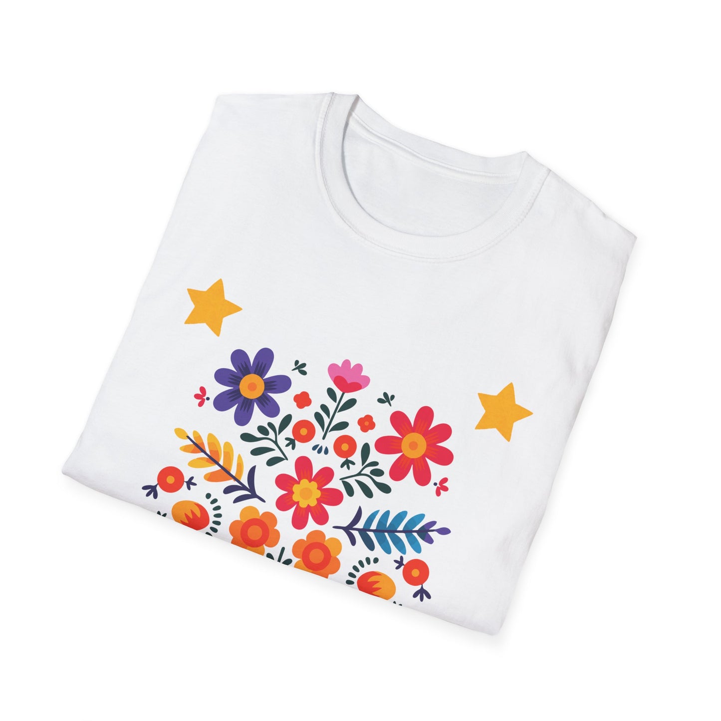 Bloom Wildly Shine Softly T-Shirt – Floral Folk Art Tee | Inspirational Quote Shirt | Stardust Cove