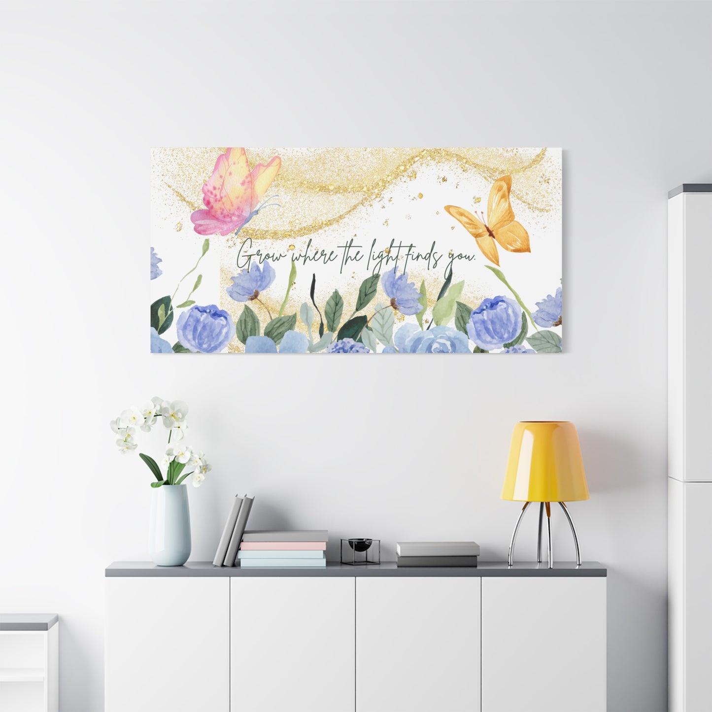 Inspirational Floral Canvas Art - "Grow Where the Light Finds You"