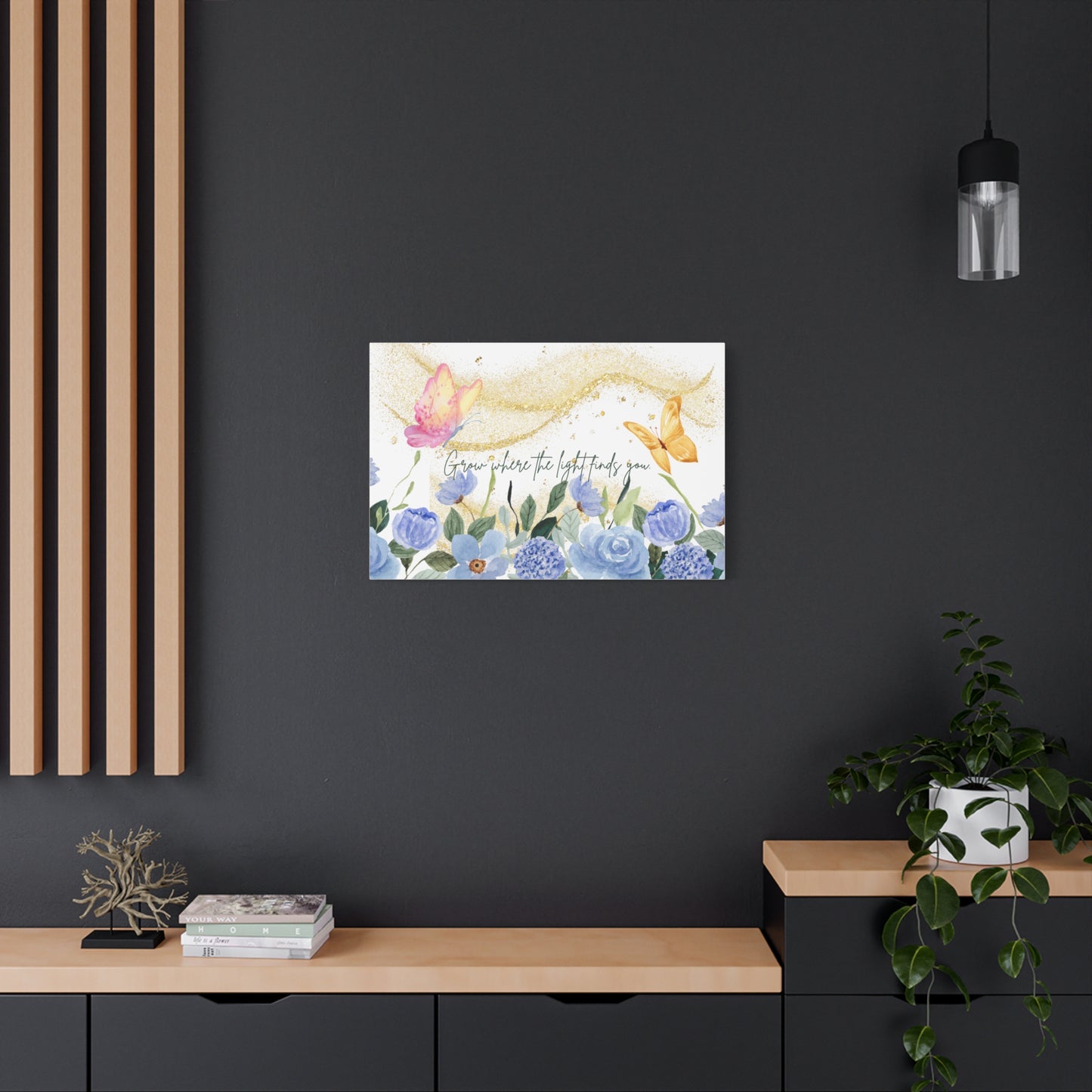 Inspirational Floral Canvas Art - "Grow Where the Light Finds You"