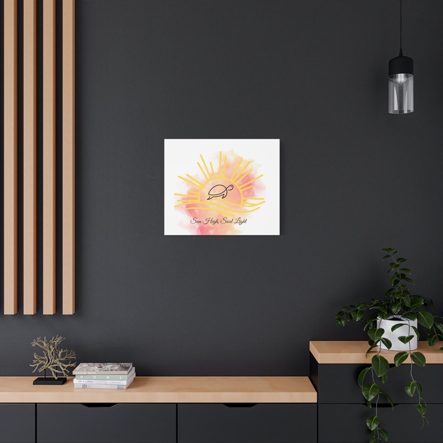 Sun High Soul Light Canvas – Watercolor Turtle & Sunrise Wall Art | Coastal Inspirational Decor
