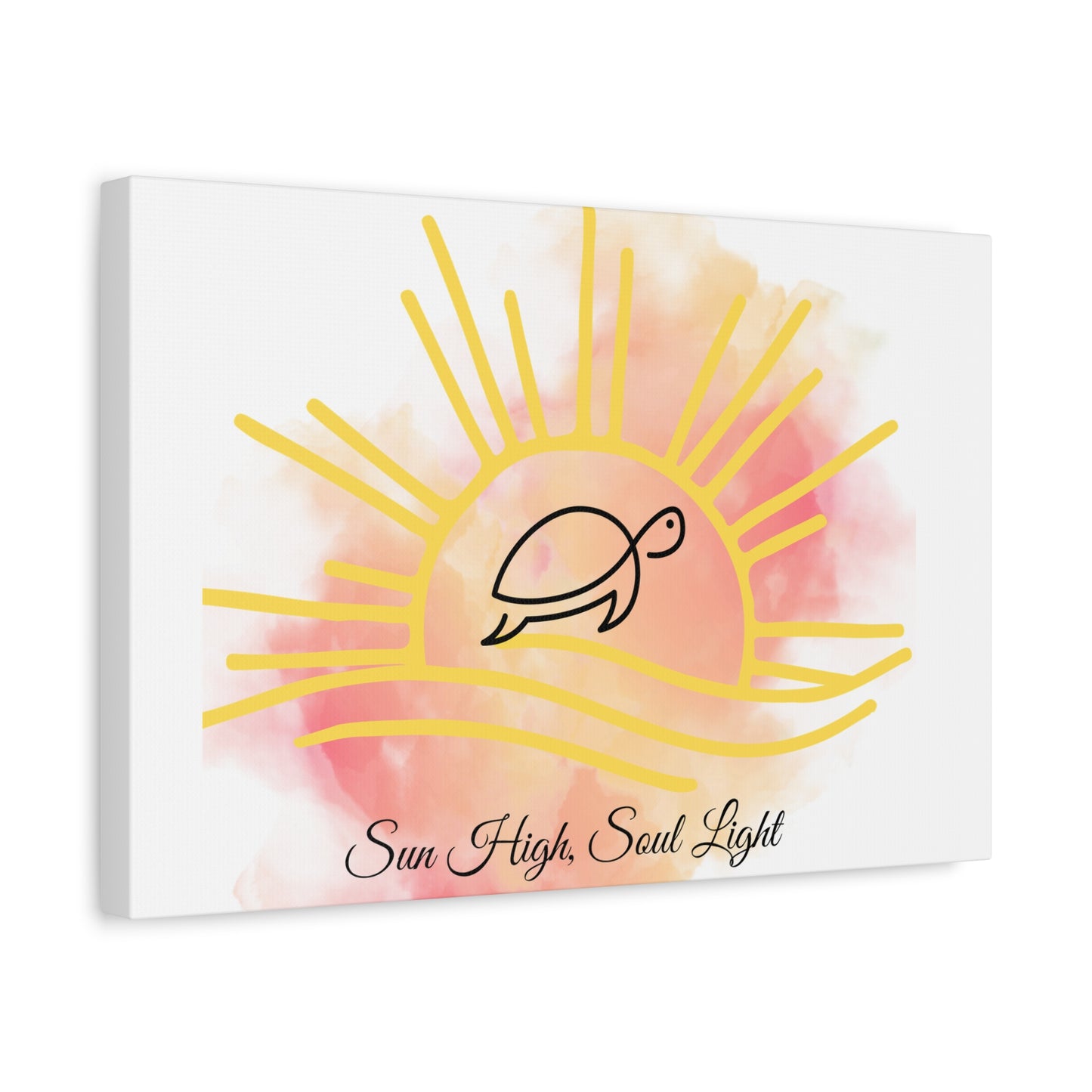 Sun High Soul Light Canvas – Watercolor Turtle & Sunrise Wall Art | Coastal Inspirational Decor