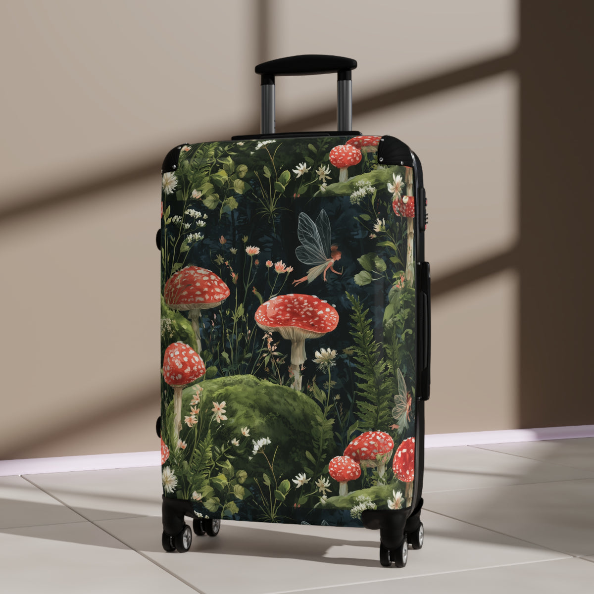 Mushroom Forest Suitcase – Botanical Toadstool Carry-On Luggage