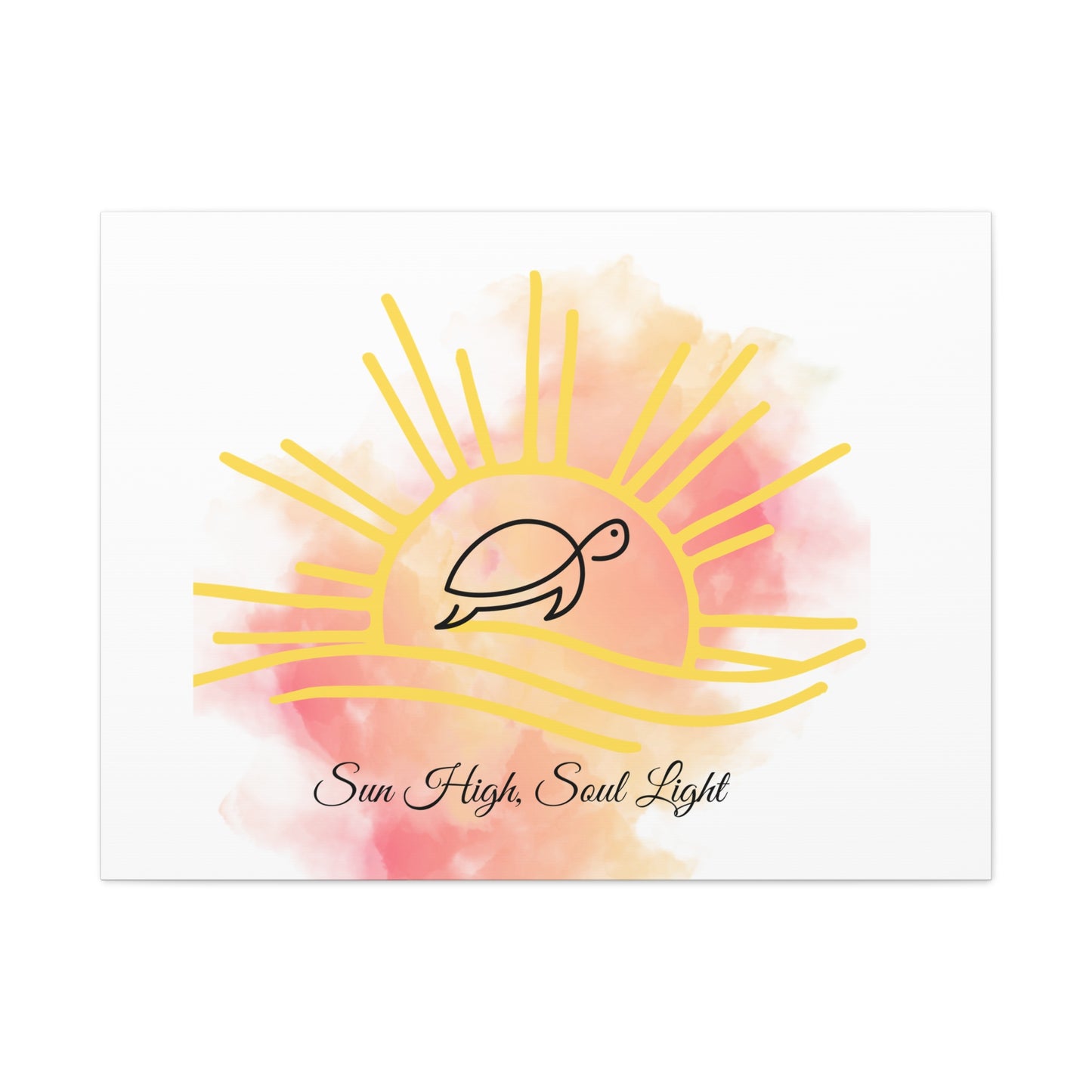 Sun High Soul Light Canvas – Watercolor Turtle & Sunrise Wall Art | Coastal Inspirational Decor
