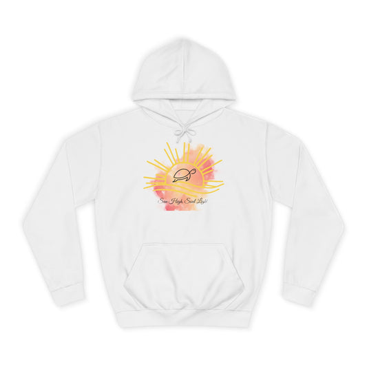 Sun High Soul Soft Hoodie – Watercolor Turtle & Sunrise Sweatshirt | Cozy Coastal Quote Hoodie