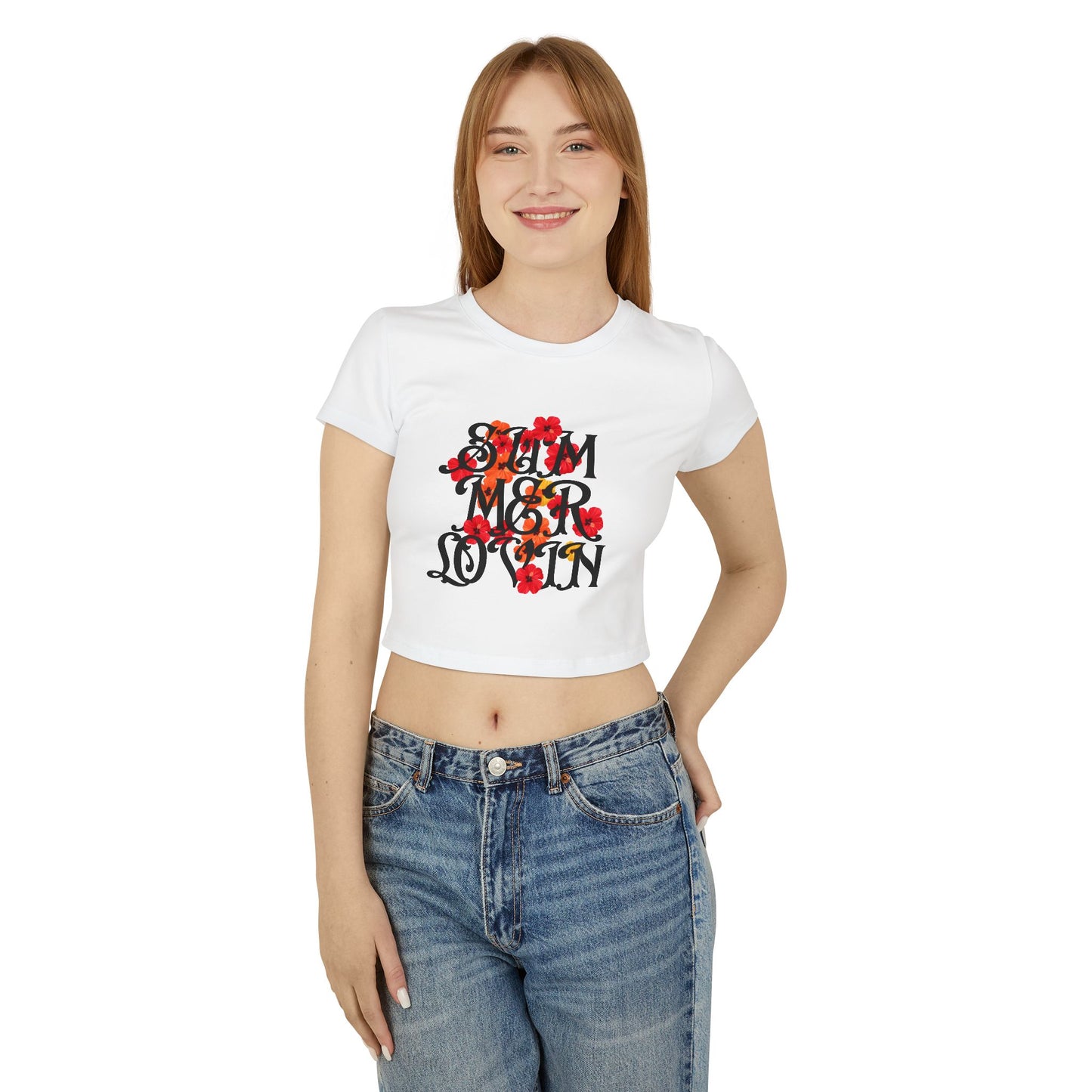 Summer Lovin’ Baby Tee – Floral Crop Top | Y2K Retro Beach Shirt