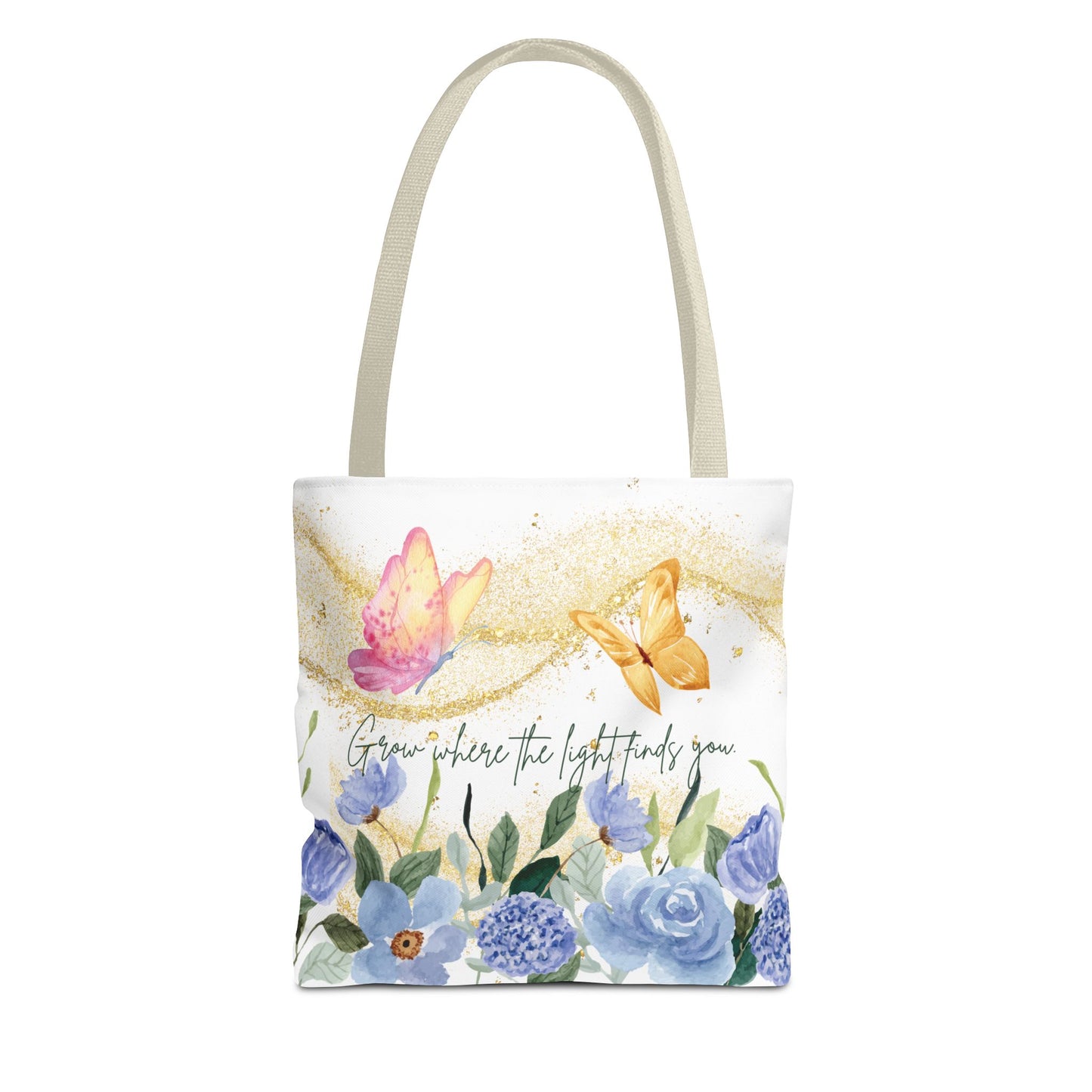 Inspirational Floral Tote Bag - "Grow Where the Light Finds You"