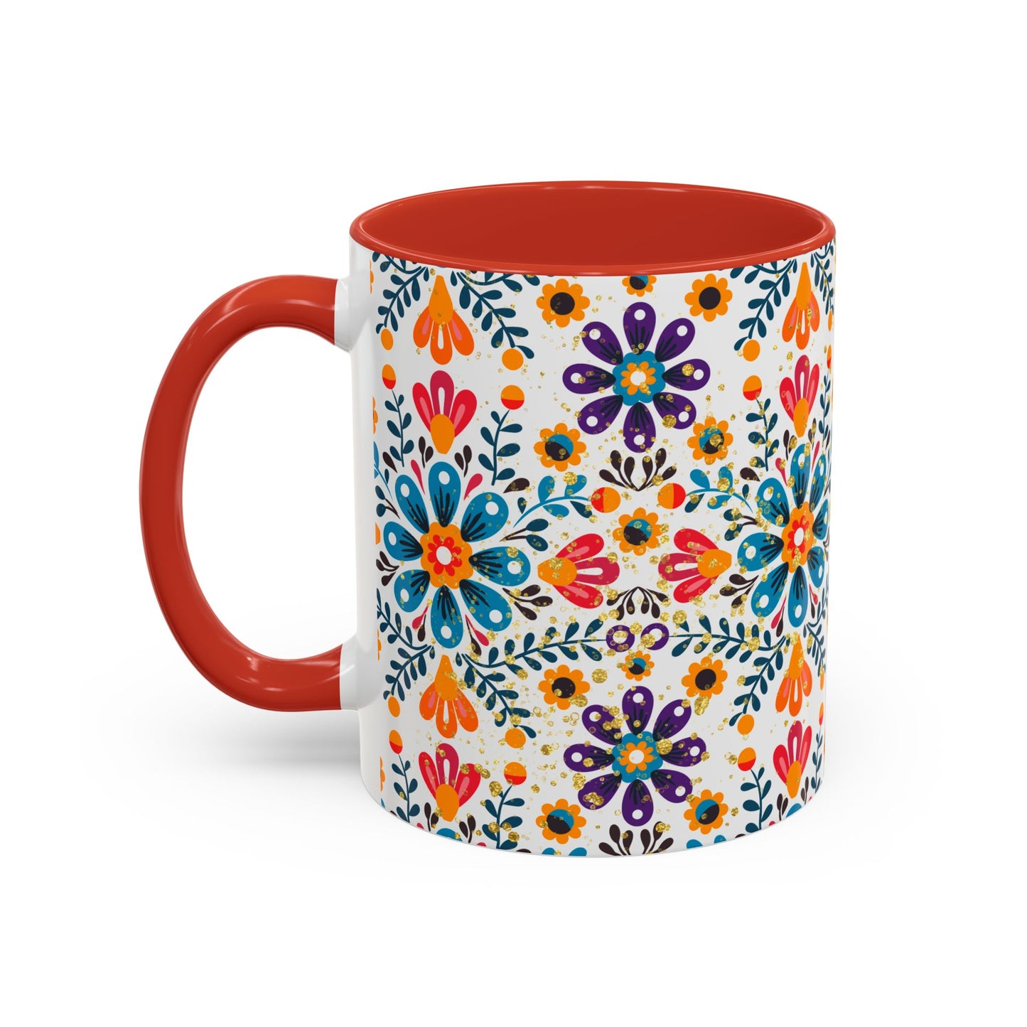 Boho Floral Coffee Mug – Folk Art Accent Mug | Colorful Ceramic Cup by Stardust Cove