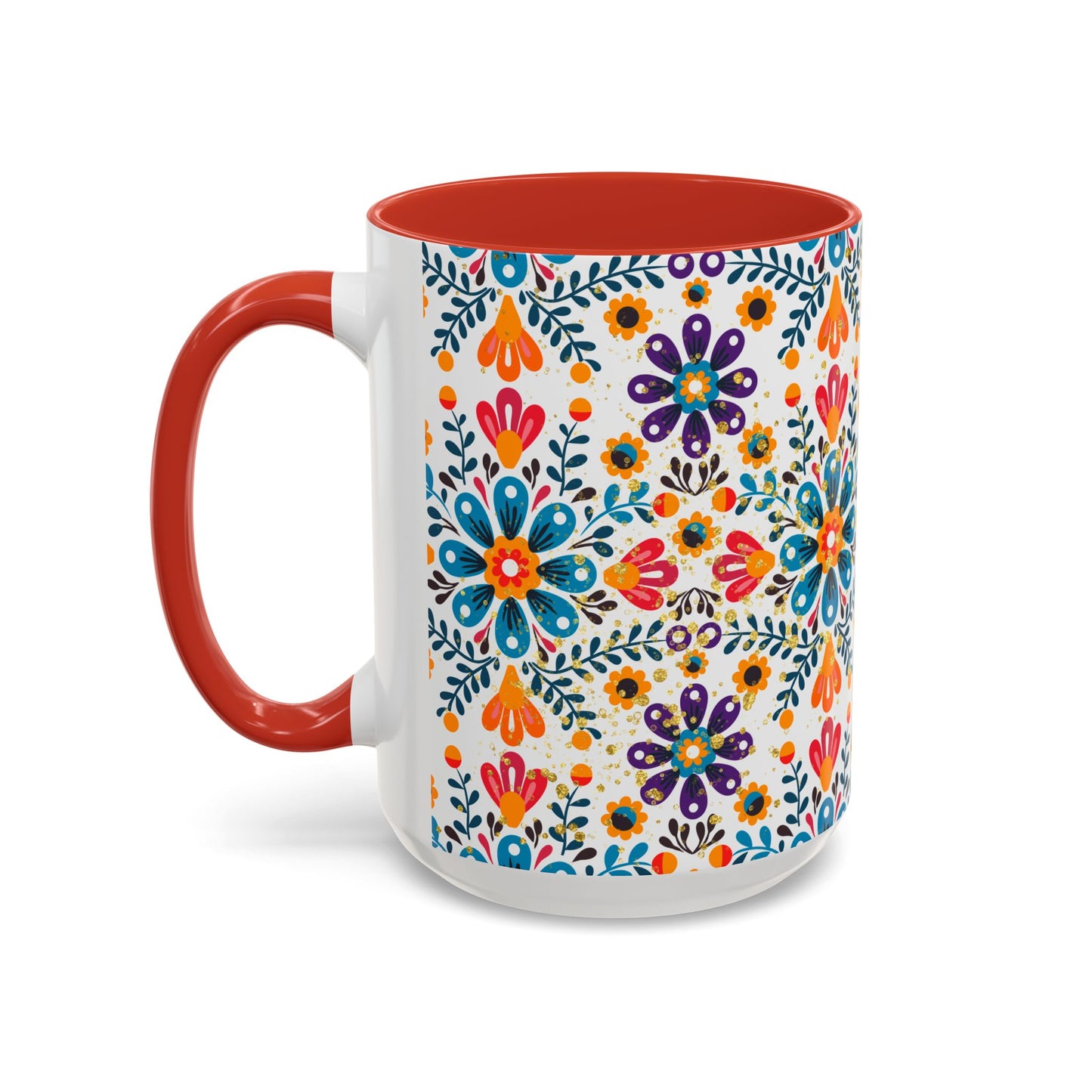 Boho Floral Coffee Mug – Folk Art Accent Mug | Colorful Ceramic Cup by Stardust Cove