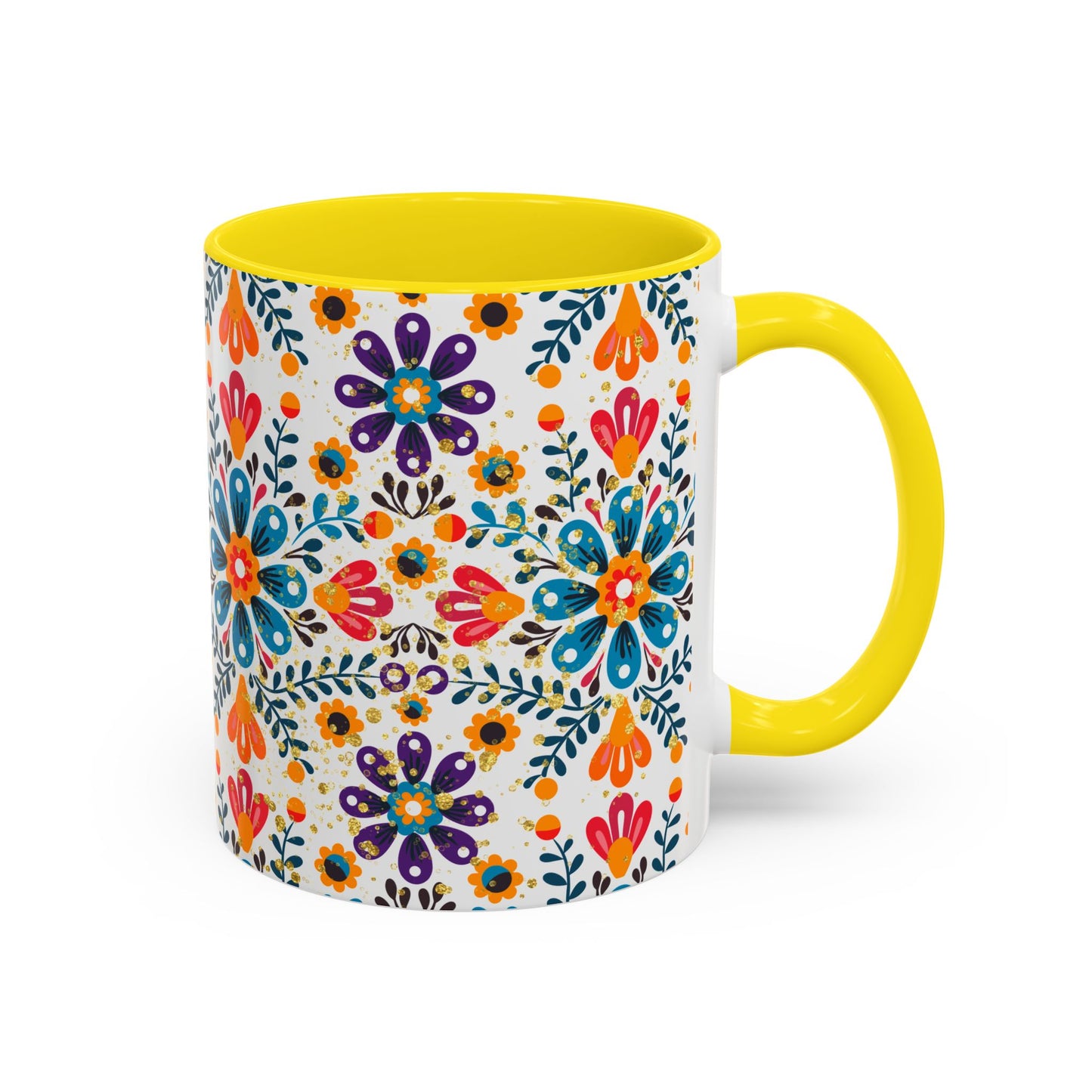 Boho Floral Coffee Mug – Folk Art Accent Mug | Colorful Ceramic Cup by Stardust Cove