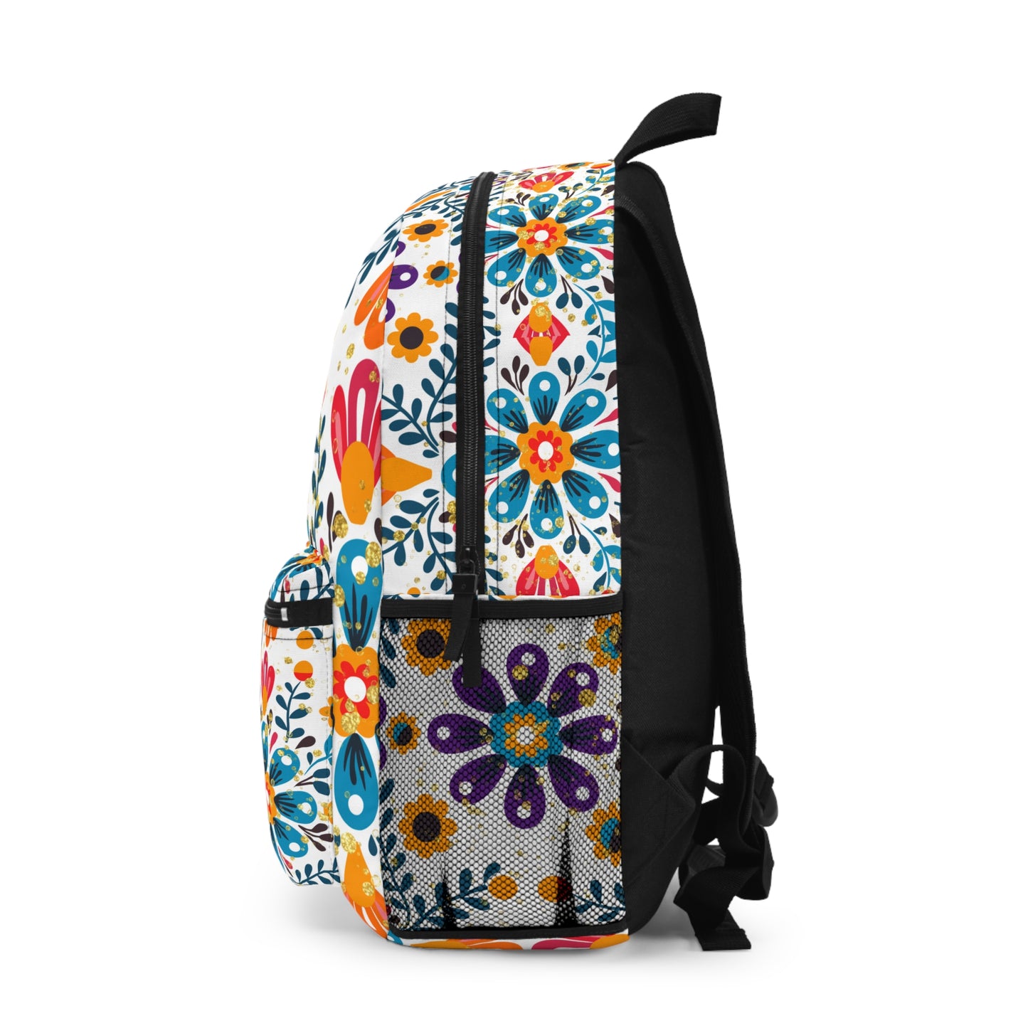 Celestial Bloom Backpack – Vibrant Floral Folk Art School Bag | Boho Bookbag by Stardust Cove