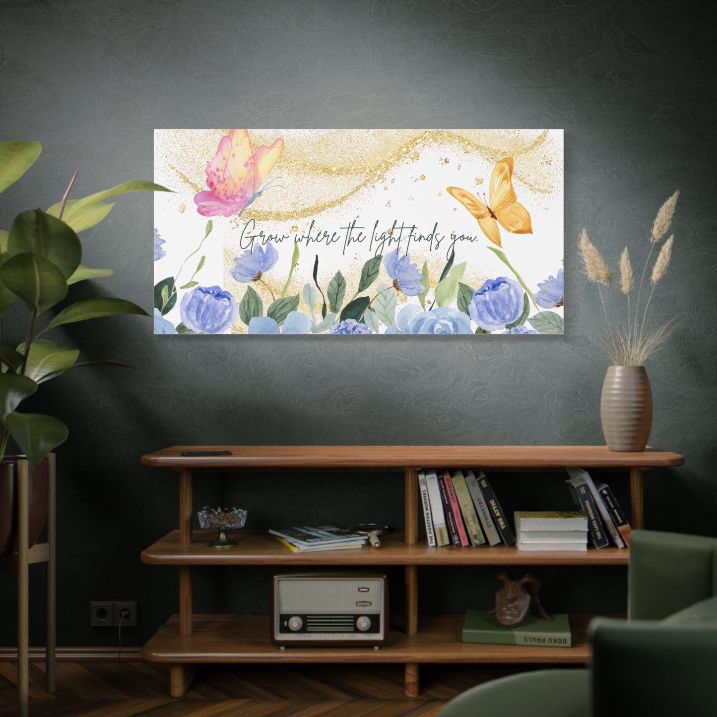 Inspirational Floral Canvas Art - "Grow Where the Light Finds You"