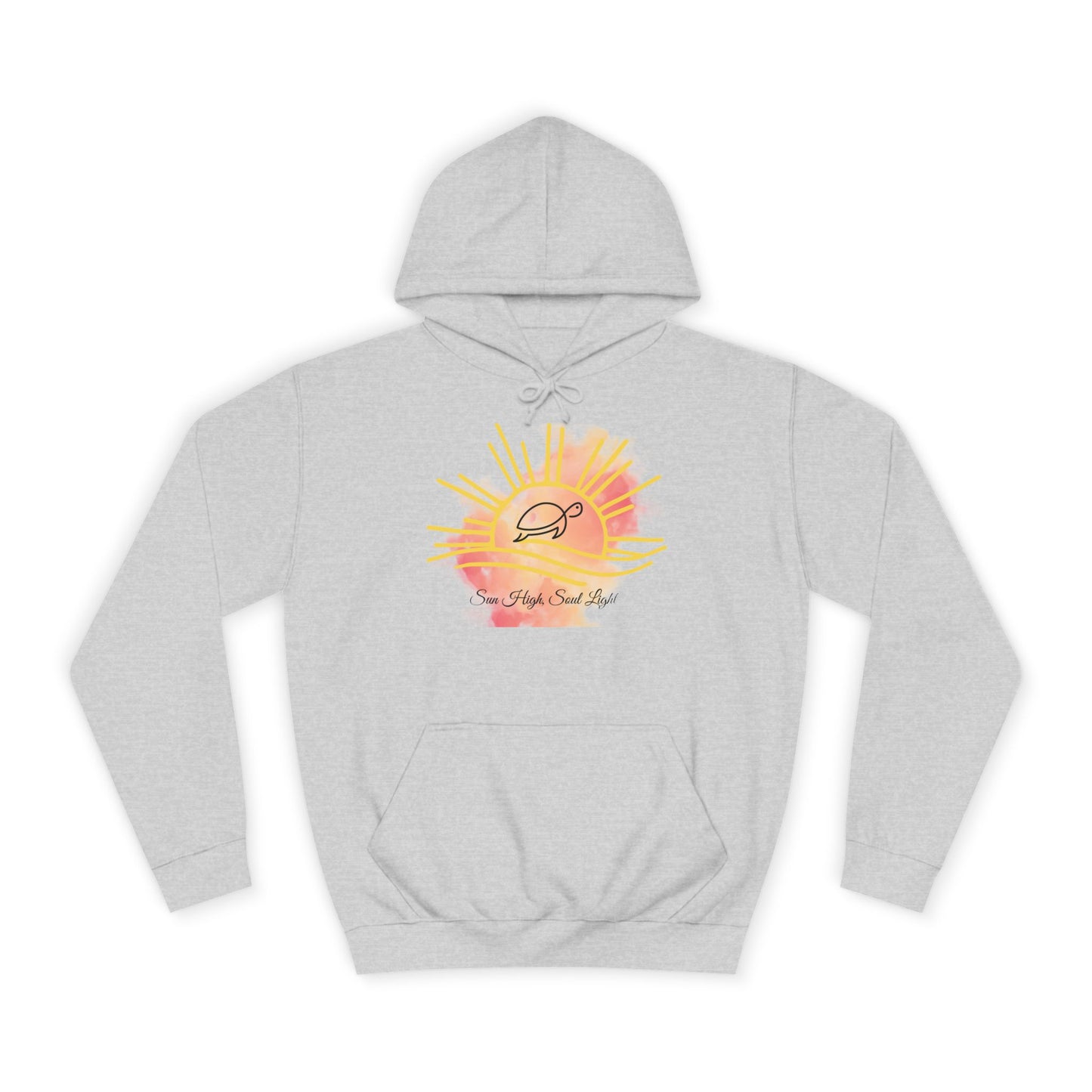 Sun High Soul Soft Hoodie – Watercolor Turtle & Sunrise Sweatshirt | Cozy Coastal Quote Hoodie