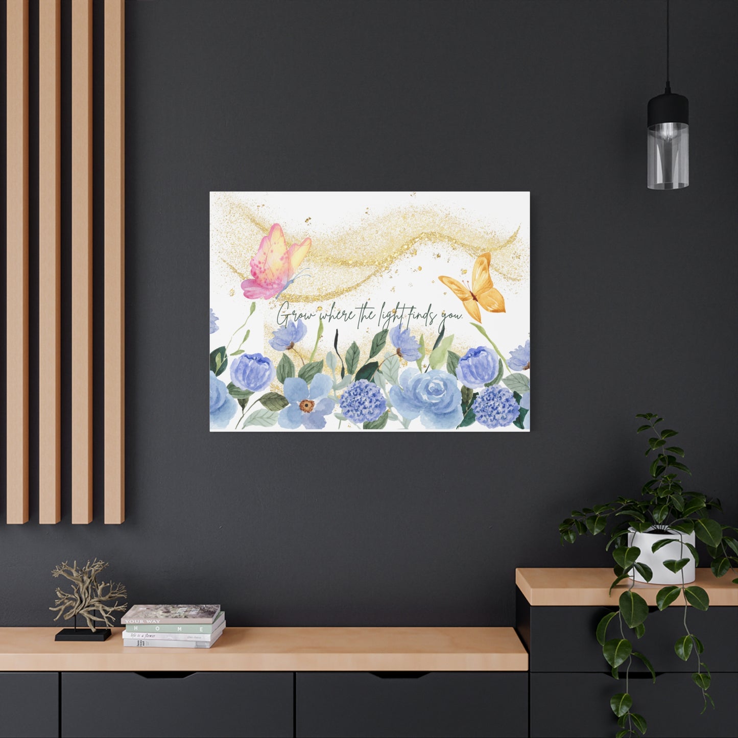 Inspirational Floral Canvas Art - "Grow Where the Light Finds You"