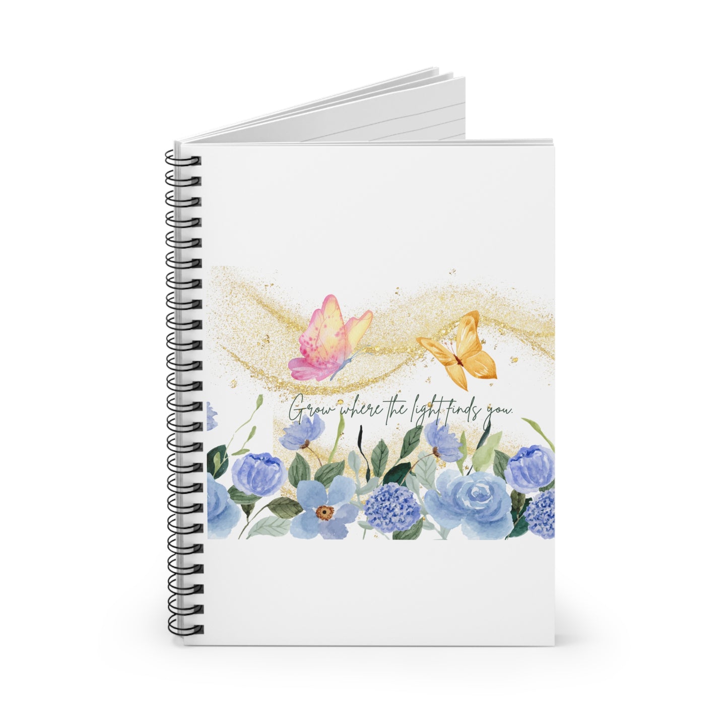 Floral Inspiring Spiral Notebook - "Grow Where The Light Falls"