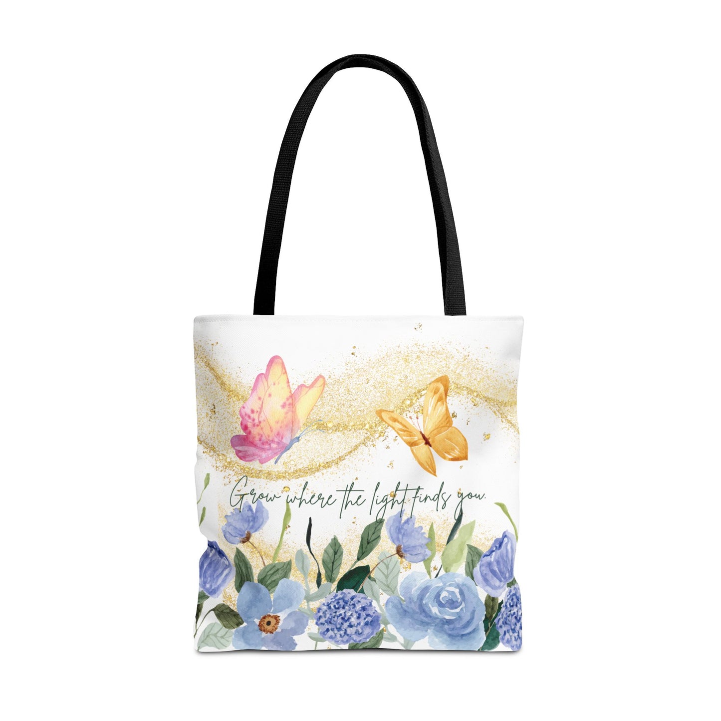 Inspirational Floral Tote Bag - "Grow Where the Light Finds You"