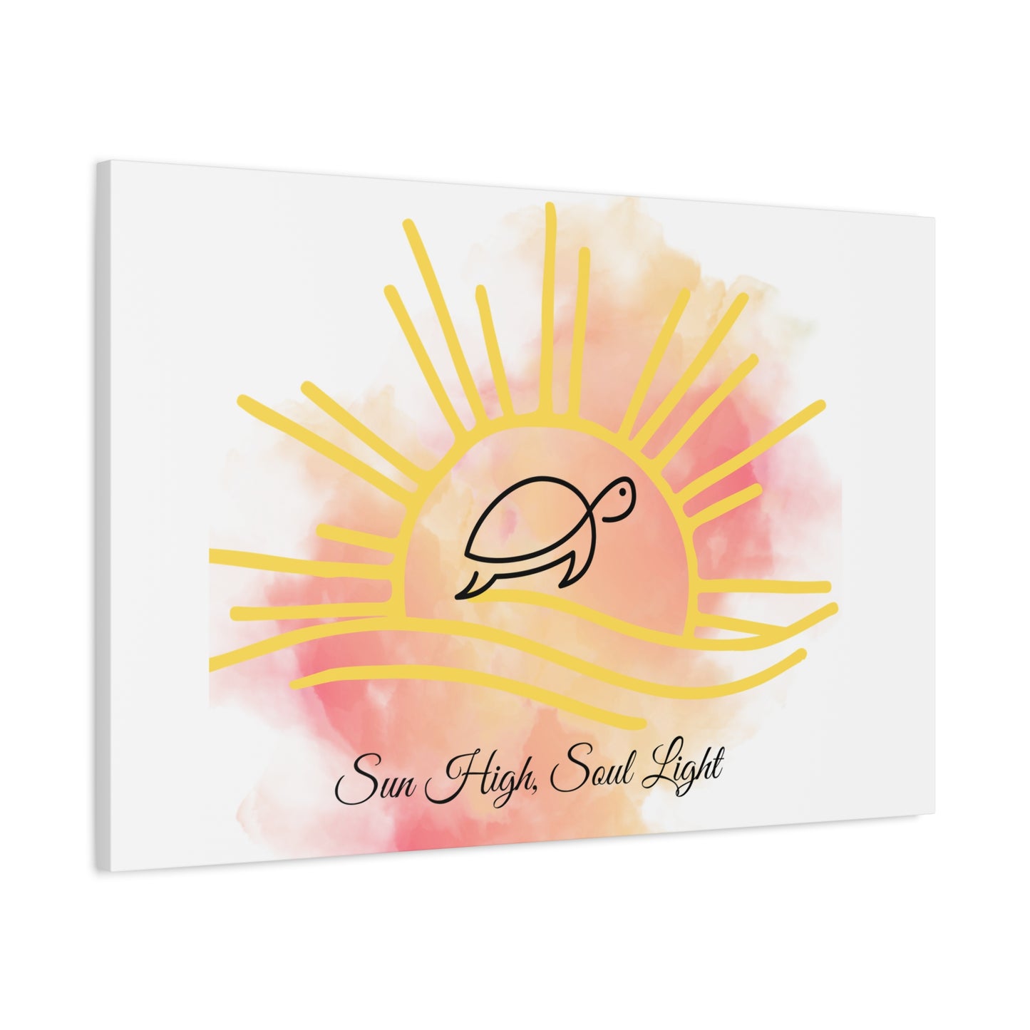 Sun High Soul Light Canvas – Watercolor Turtle & Sunrise Wall Art | Coastal Inspirational Decor