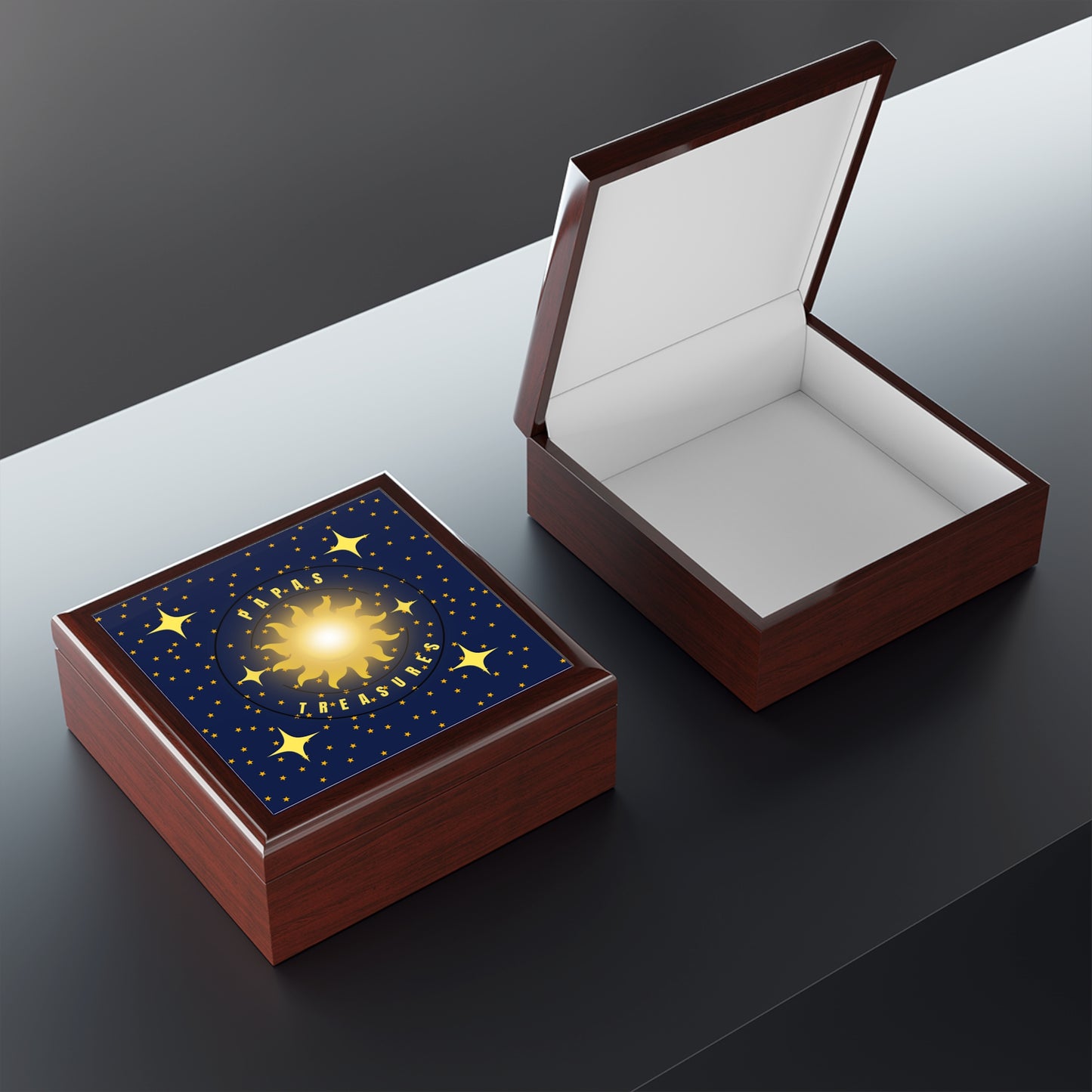 Papa’s Treasures Celestial Keepsake Box – Radiant Sun & Stars Design
