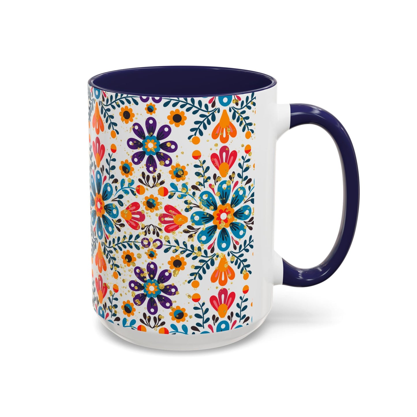 Boho Floral Coffee Mug – Folk Art Accent Mug | Colorful Ceramic Cup by Stardust Cove