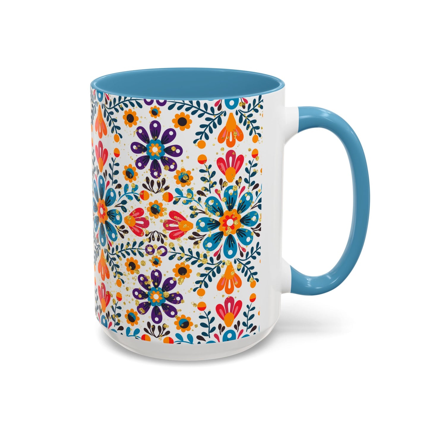 Boho Floral Coffee Mug – Folk Art Accent Mug | Colorful Ceramic Cup by Stardust Cove