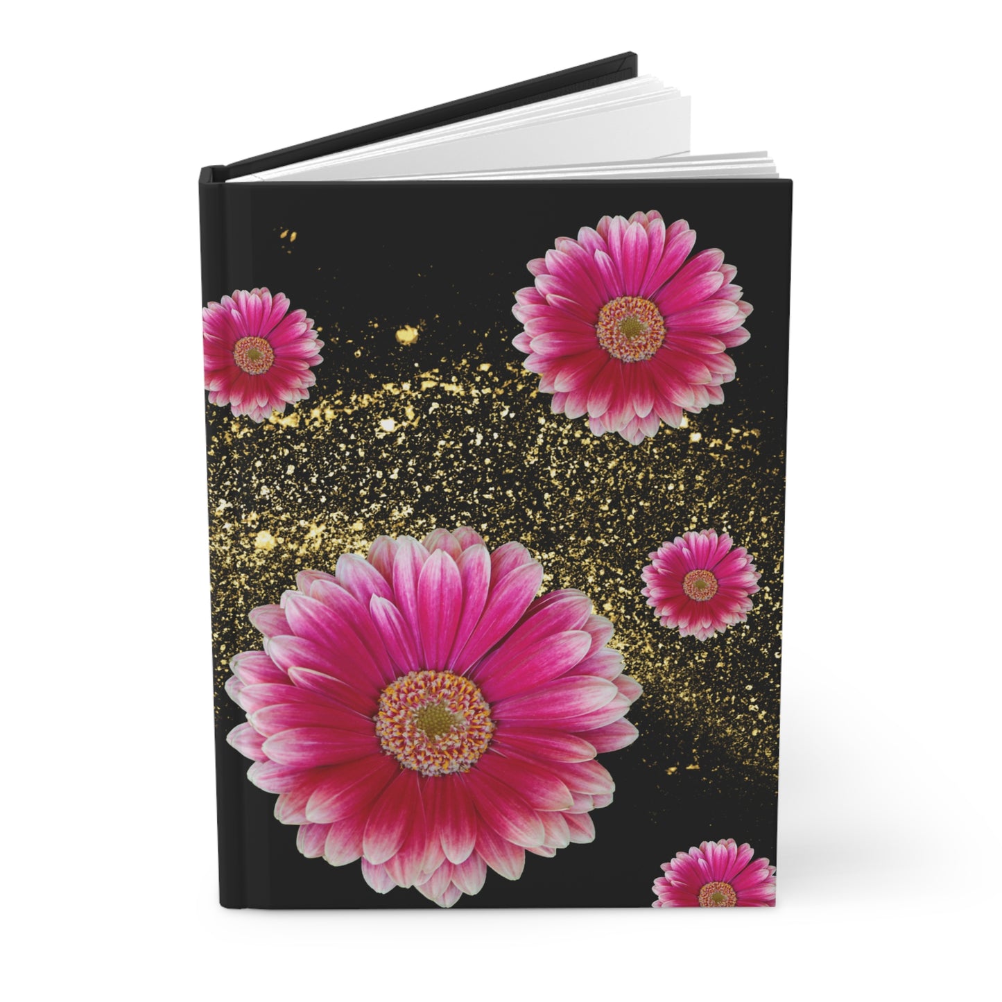 Floral Gold Sparkle Hardcover Journal, Flower Notebook, Inspirational Journal, Gift for Writers, Floral Diary, Pink Flower Journal