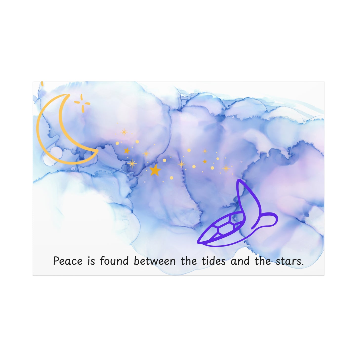 Inspirational Canvas Art - 'Peace is Found Between the Tides and the Stars' Celestial Ocean Canvas Wall Art – Moon, Stars & Tides Quote | Stardust Cove