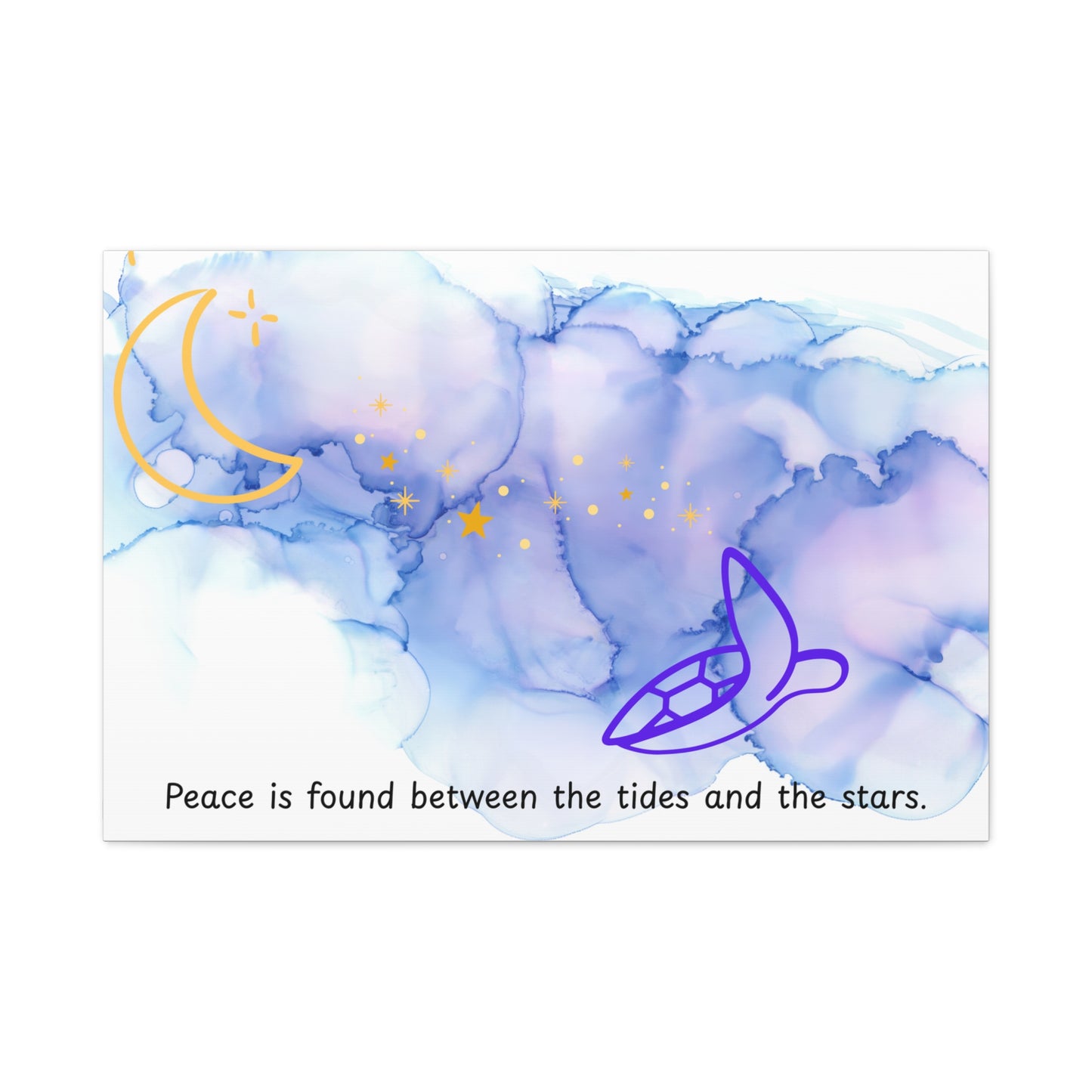 Inspirational Canvas Art - 'Peace is Found Between the Tides and the Stars' Celestial Ocean Canvas Wall Art – Moon, Stars & Tides Quote | Stardust Cove