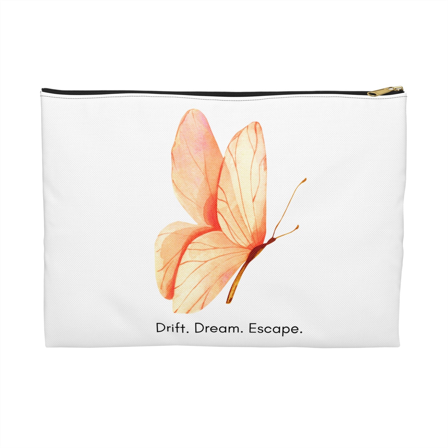 Drift. Dream. Escape. Butterfly Pouch – Inspirational Accessory Bag | Makeup, Journal, Travel Case | Stardust Cove