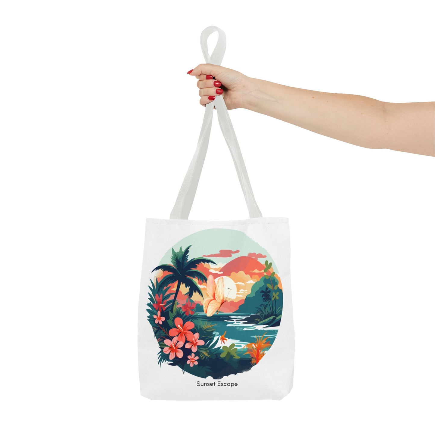 Sunset Escape Tote Bag – Tropical Butterfly Design | “Drift. Dream. Escape.” | Stardust Cove