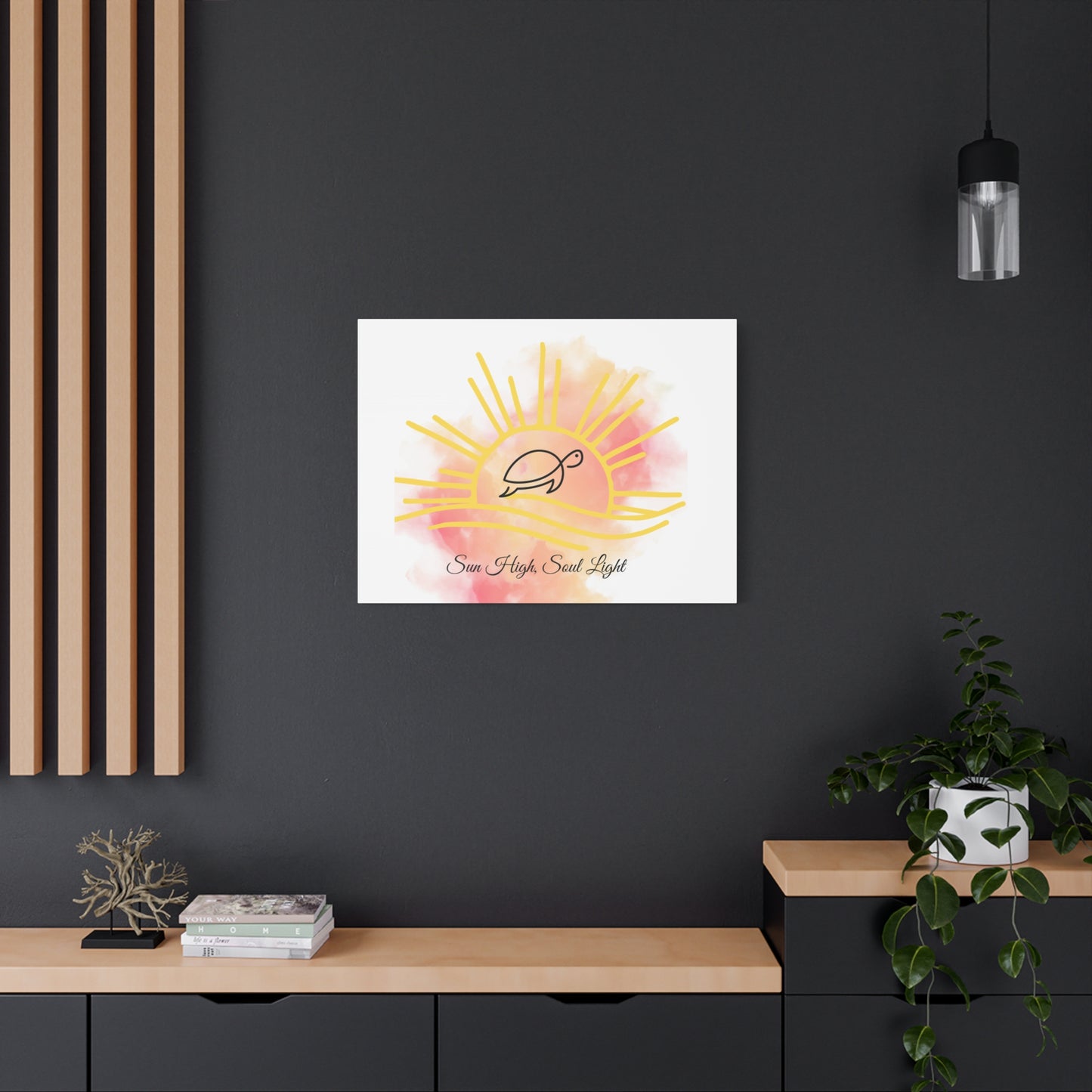 Sun High Soul Light Canvas – Watercolor Turtle & Sunrise Wall Art | Coastal Inspirational Decor