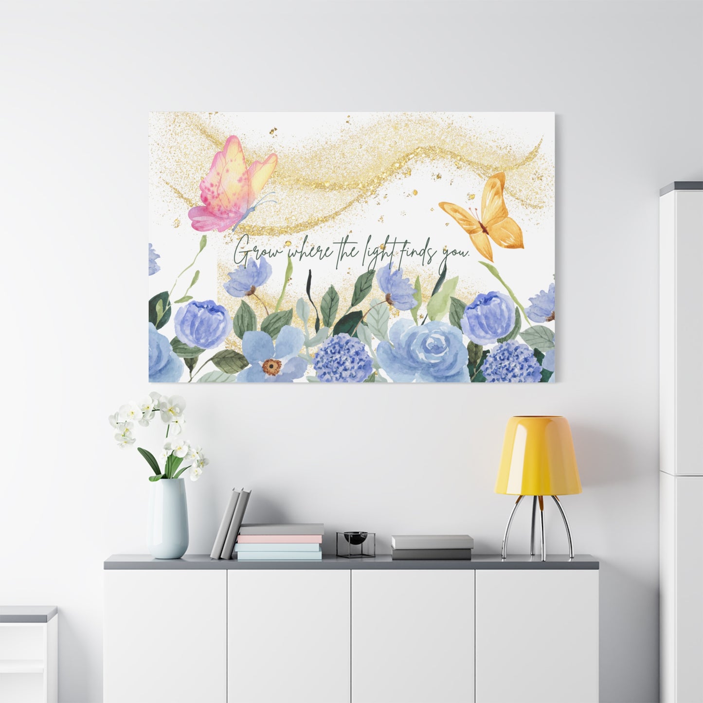 Inspirational Floral Canvas Art - "Grow Where the Light Finds You"
