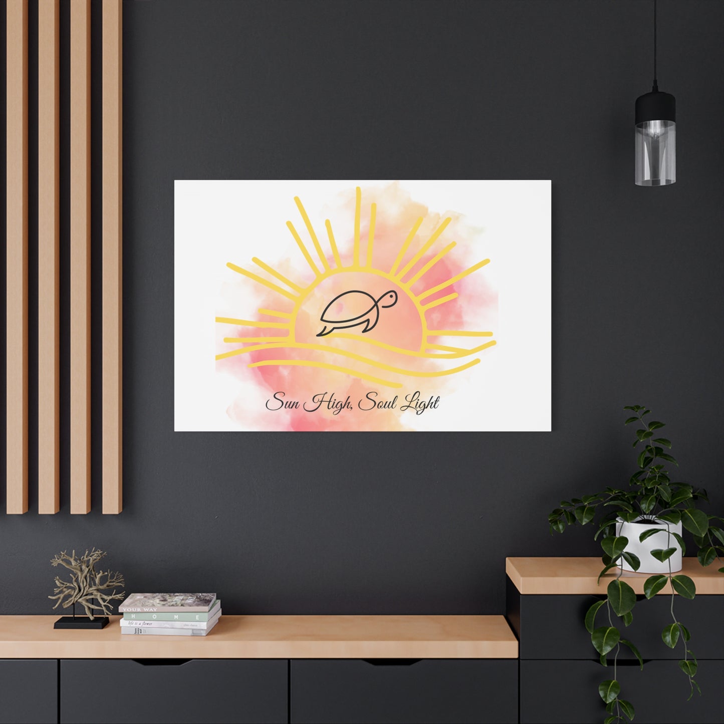 Sun High Soul Light Canvas – Watercolor Turtle & Sunrise Wall Art | Coastal Inspirational Decor