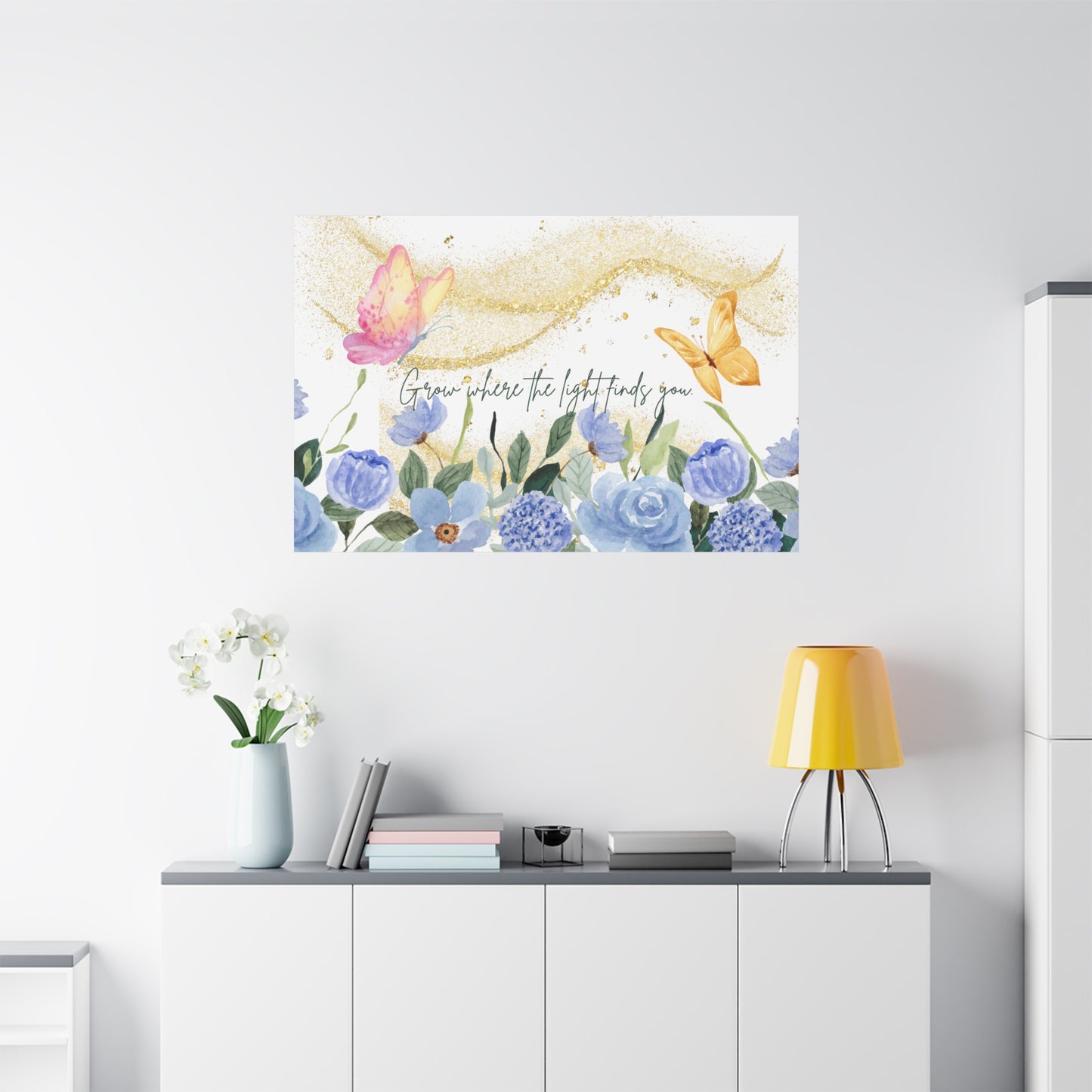 Inspirational Floral Canvas Art - "Grow Where the Light Finds You"