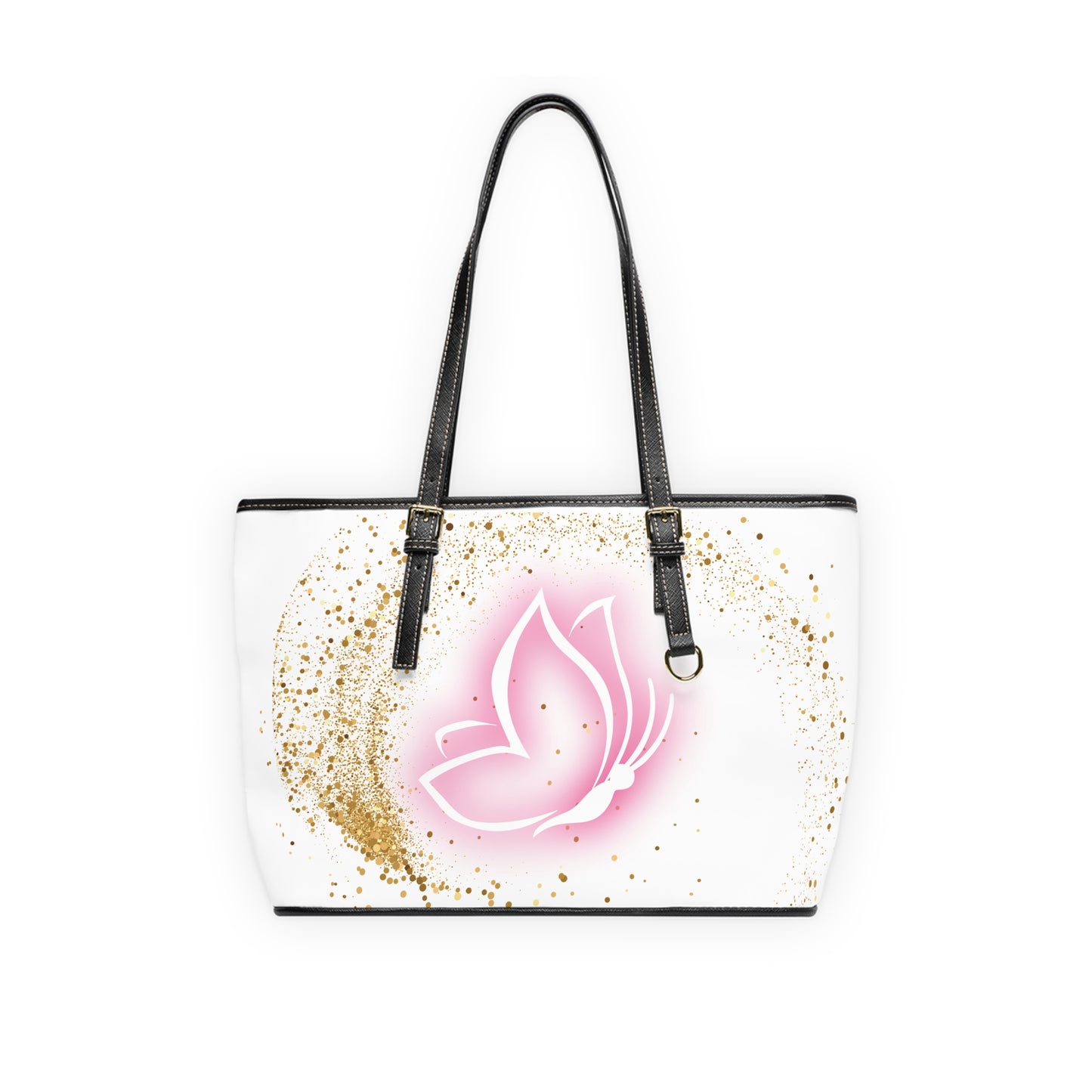 Elegant Butterfly Leather Shoulder Bag – White and Gold Purse – Inspirational Stylish Handbag