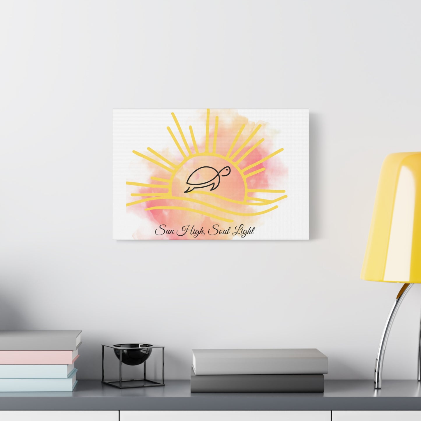 Sun High Soul Light Canvas – Watercolor Turtle & Sunrise Wall Art | Coastal Inspirational Decor