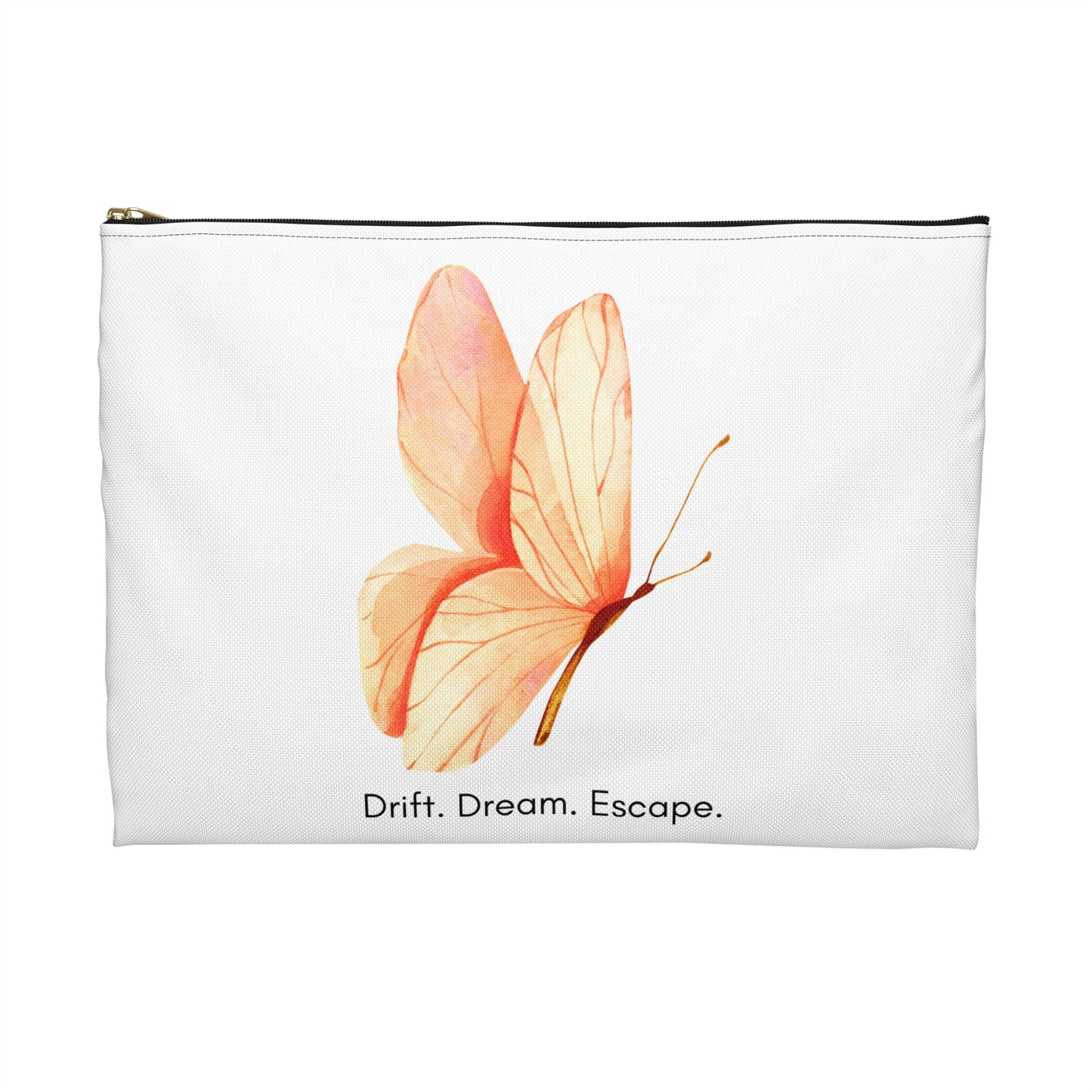 Drift. Dream. Escape. Butterfly Pouch – Inspirational Accessory Bag | Makeup, Journal, Travel Case | Stardust Cove