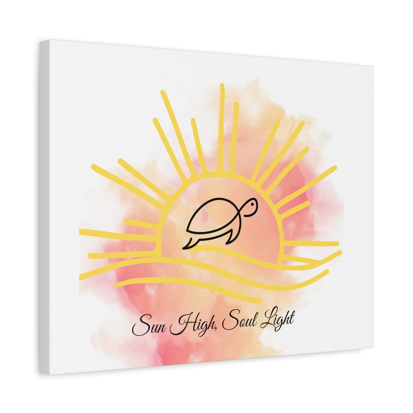 Sun High Soul Light Canvas – Watercolor Turtle & Sunrise Wall Art | Coastal Inspirational Decor