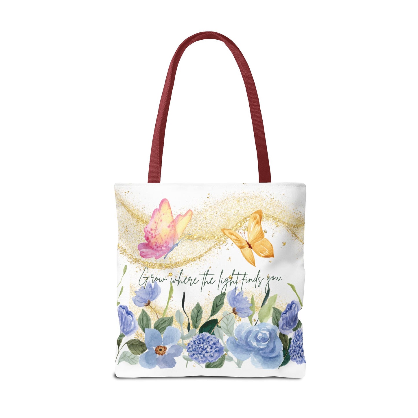 Inspirational Floral Tote Bag - "Grow Where the Light Finds You"