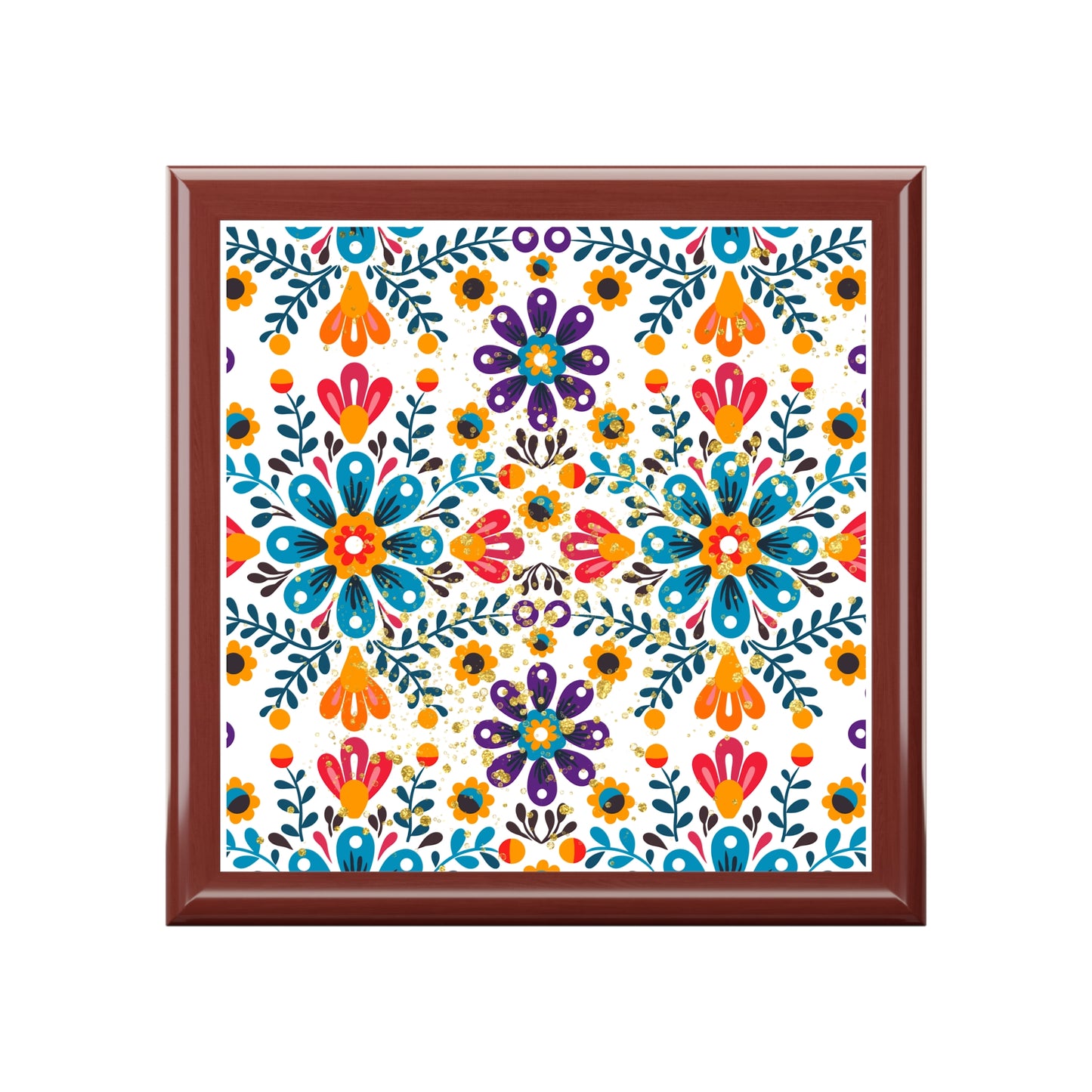 Celestial Bloom Jewelry Box – Boho Floral Folk Art Keepsake Box | Colorful Gift for Her | Stardust Cove