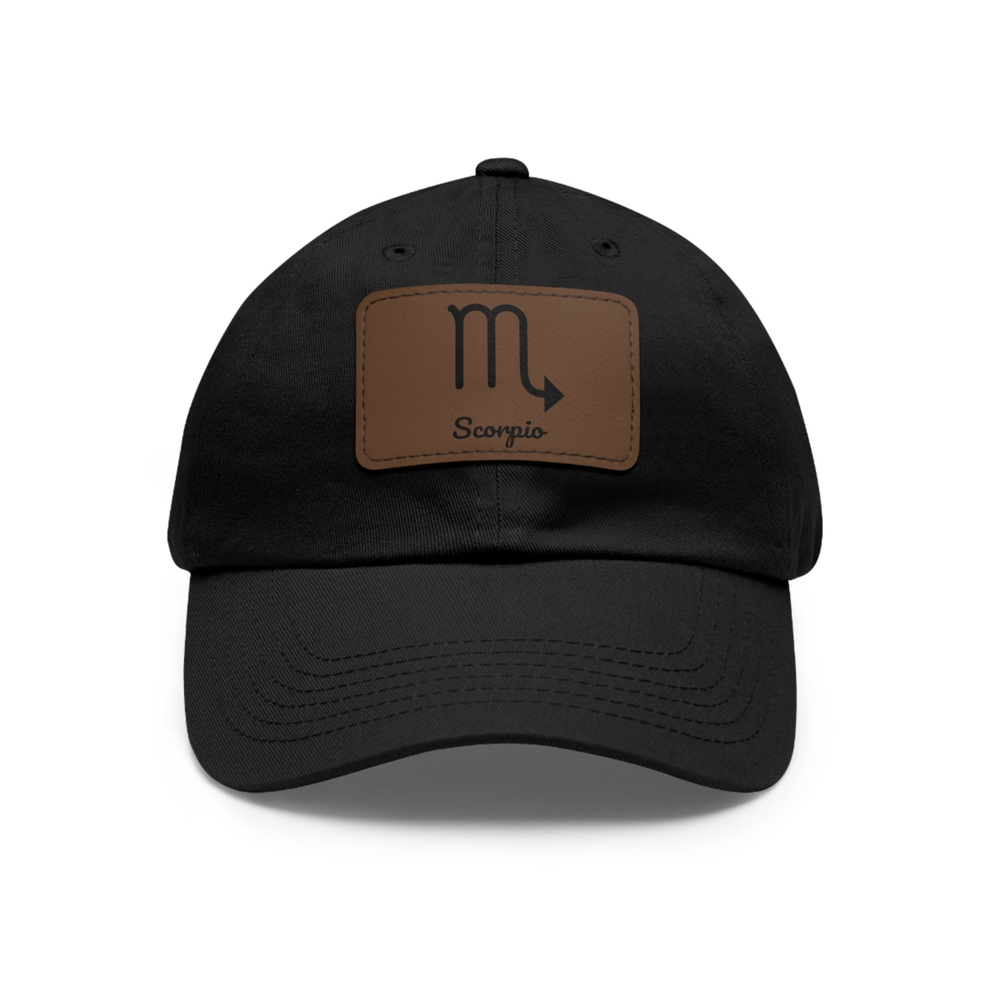 Scorpio Dad Hat with Leather Patch, Zodiac Cap for Astrology Lovers, Adjustable Baseball Cap, Ideal Gift for Birthdays, Unisex Headwear