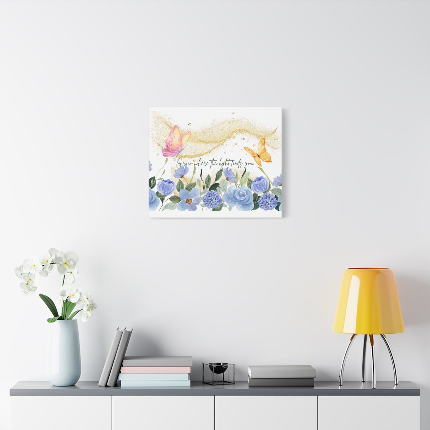 Inspirational Floral Canvas Art - "Grow Where the Light Finds You"