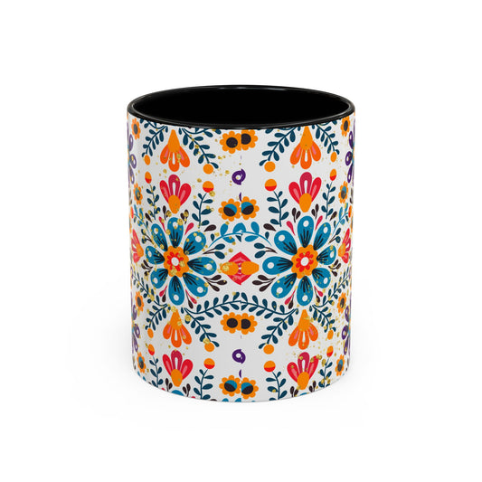 Boho Floral Coffee Mug – Folk Art Accent Mug | Colorful Ceramic Cup by Stardust Cove