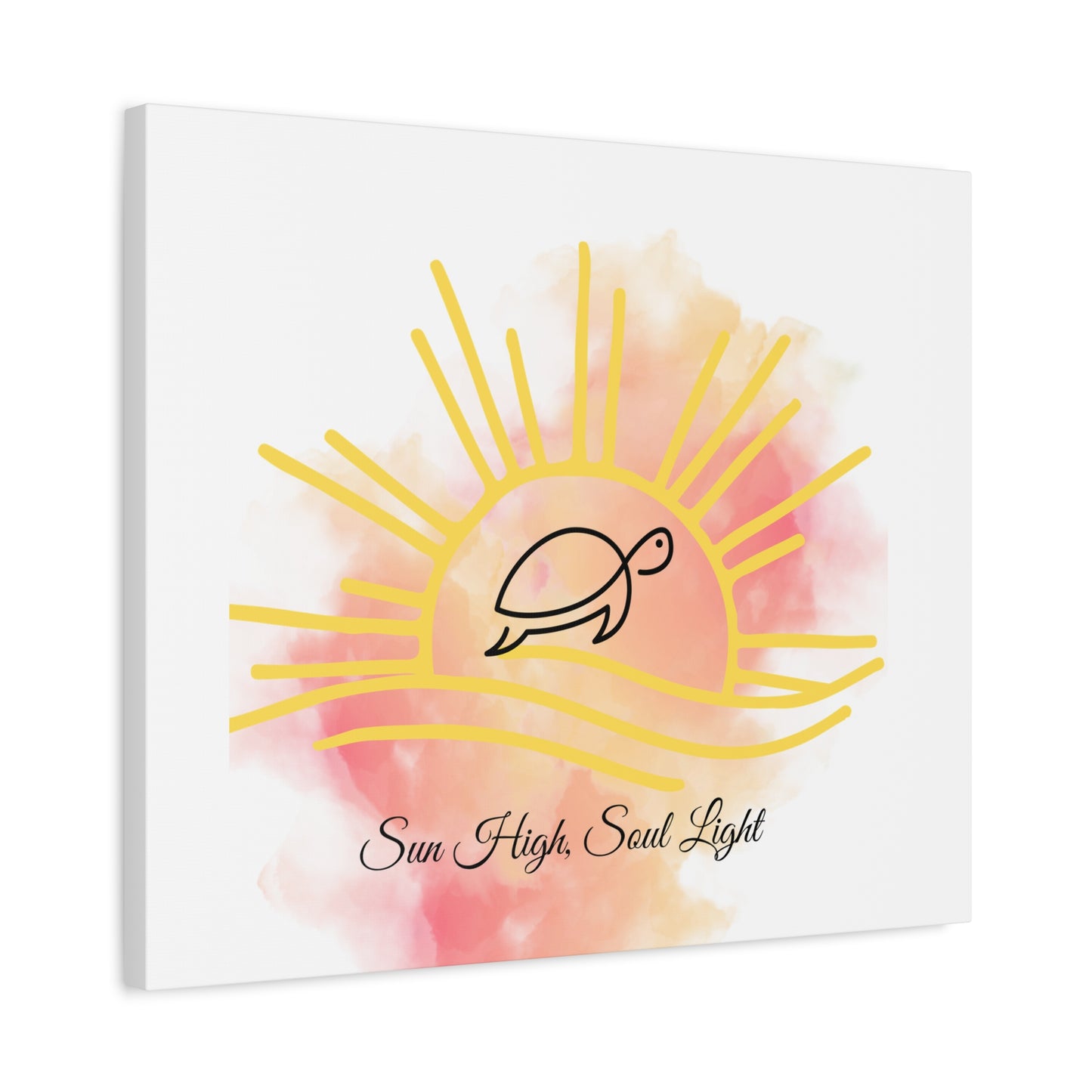 Sun High Soul Light Canvas – Watercolor Turtle & Sunrise Wall Art | Coastal Inspirational Decor