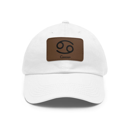Cancer Zodiac Dad Hat – Leather Patch Astrology Cap | Water Sign Horoscope Gift for Men & Women