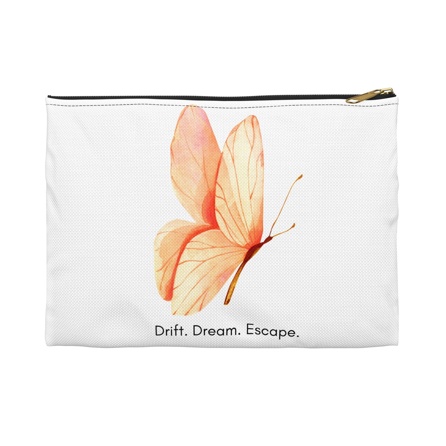Drift. Dream. Escape. Butterfly Pouch – Inspirational Accessory Bag | Makeup, Journal, Travel Case | Stardust Cove