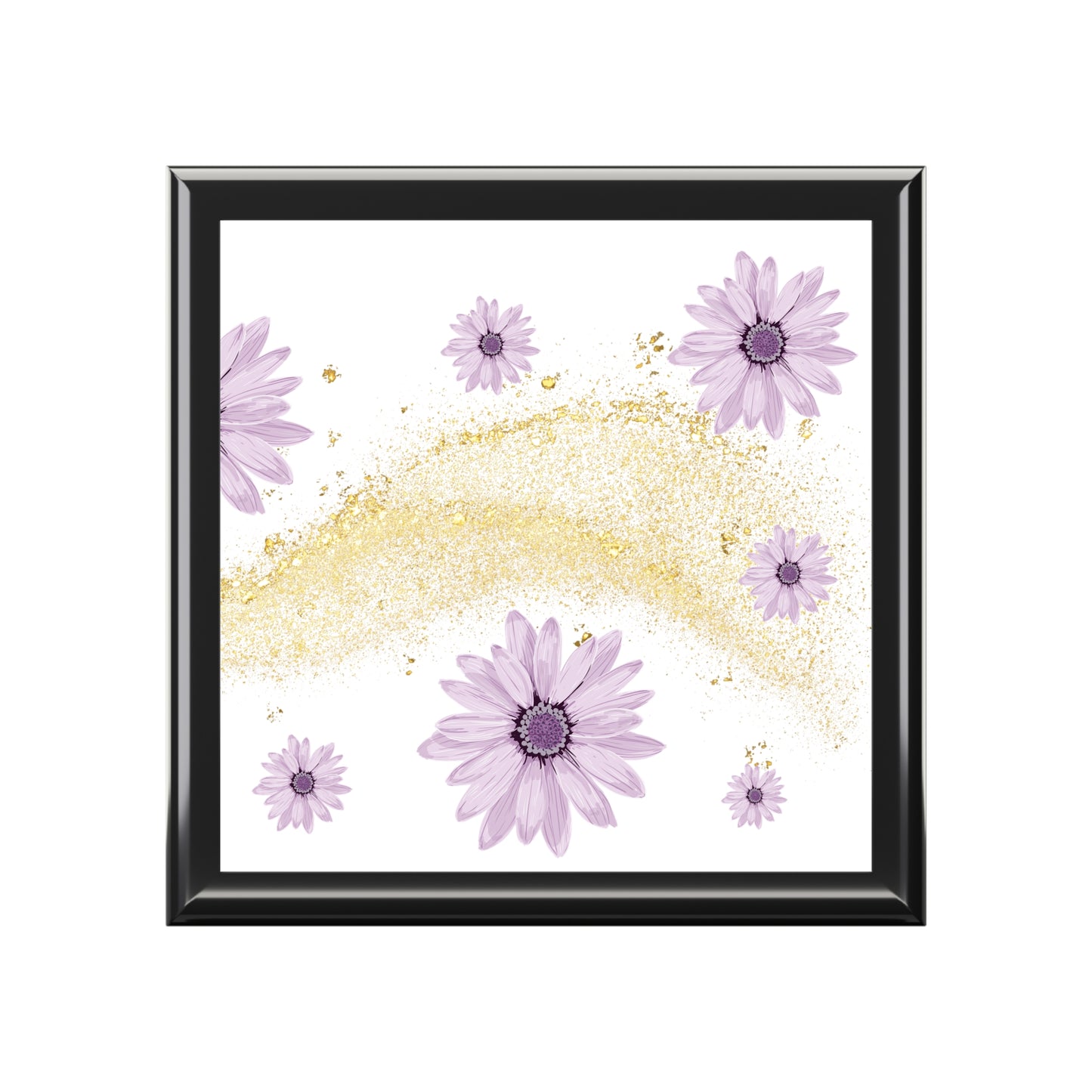 Floral Jewelry Box with Gold Accents, Elegant Storage for Rings & Earrings, Gift for Her, Wedding, Birthdays, Bridal Shower