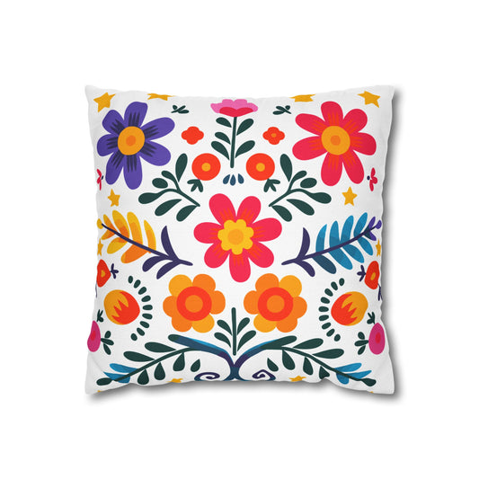 Celestial Bloom Floral Throw Pillow – Colorful Boho Folk Art Cushion | Home Decor by Stardust Cove