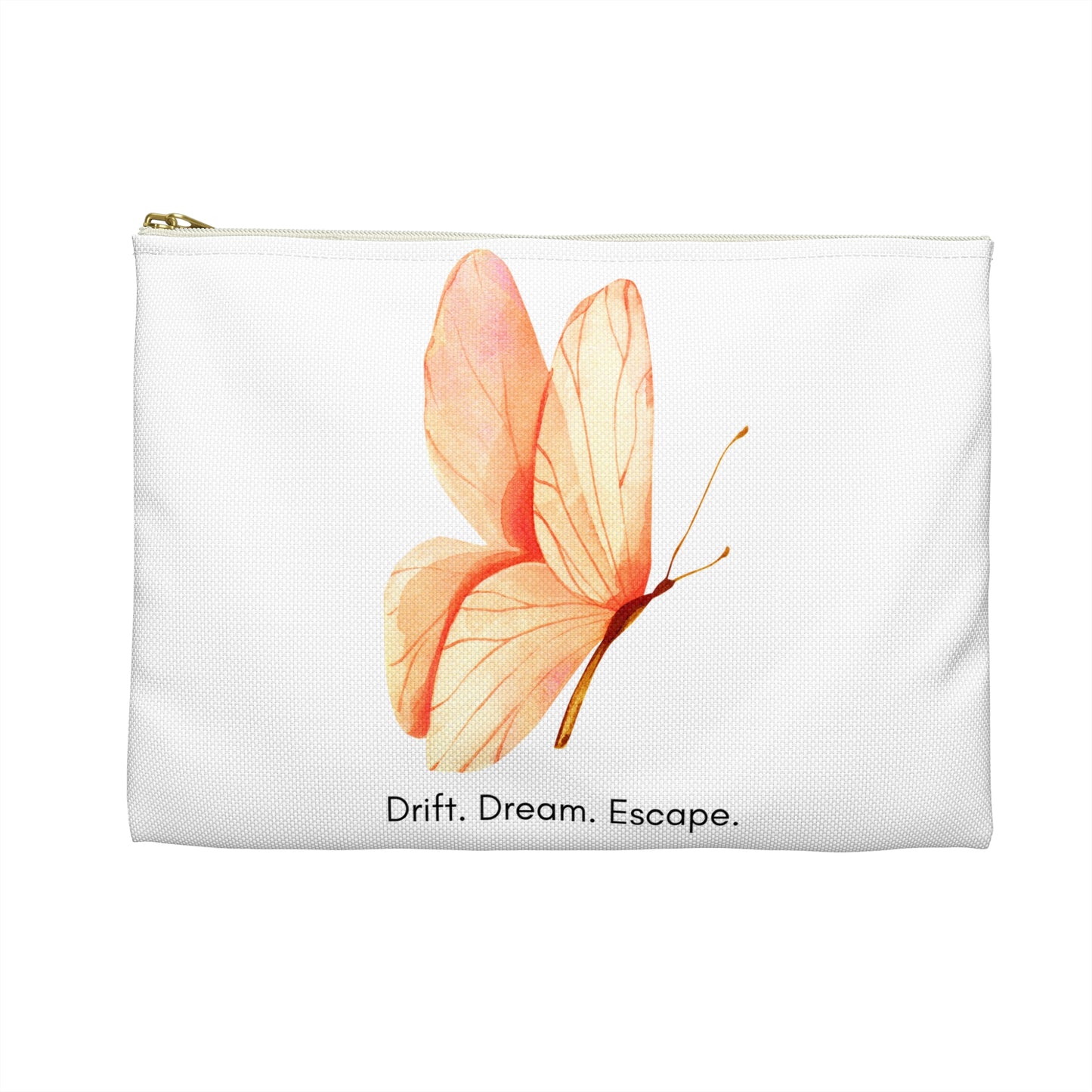 Drift. Dream. Escape. Butterfly Pouch – Inspirational Accessory Bag | Makeup, Journal, Travel Case | Stardust Cove